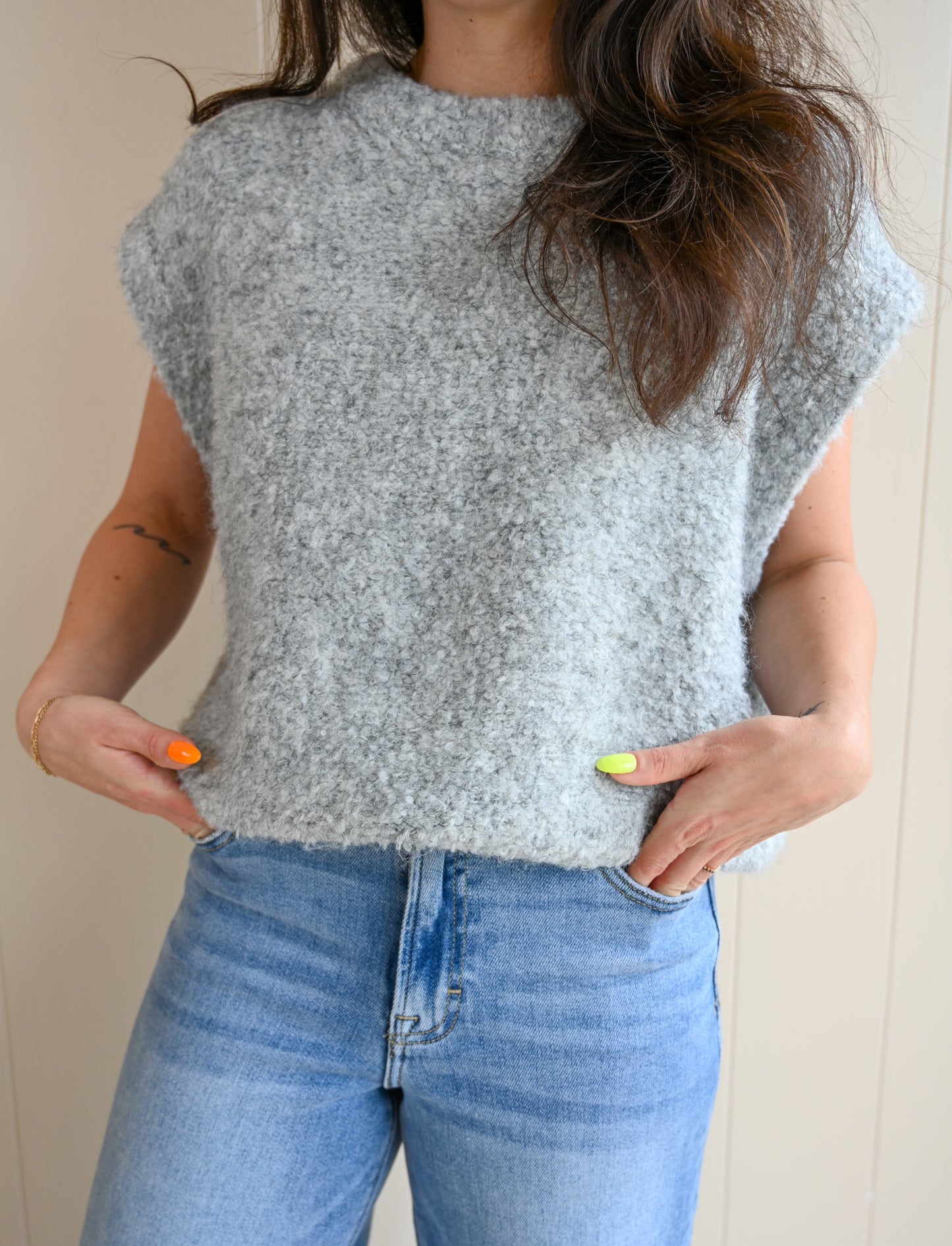 Beaumont Cap Sleeve Sweater - Fog