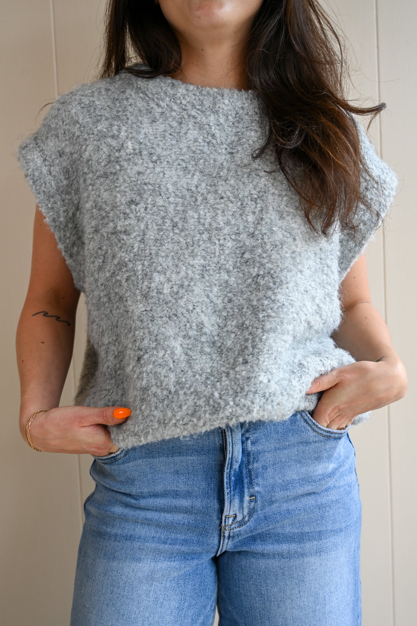 Beaumont Cap Sleeve Sweater - Fog