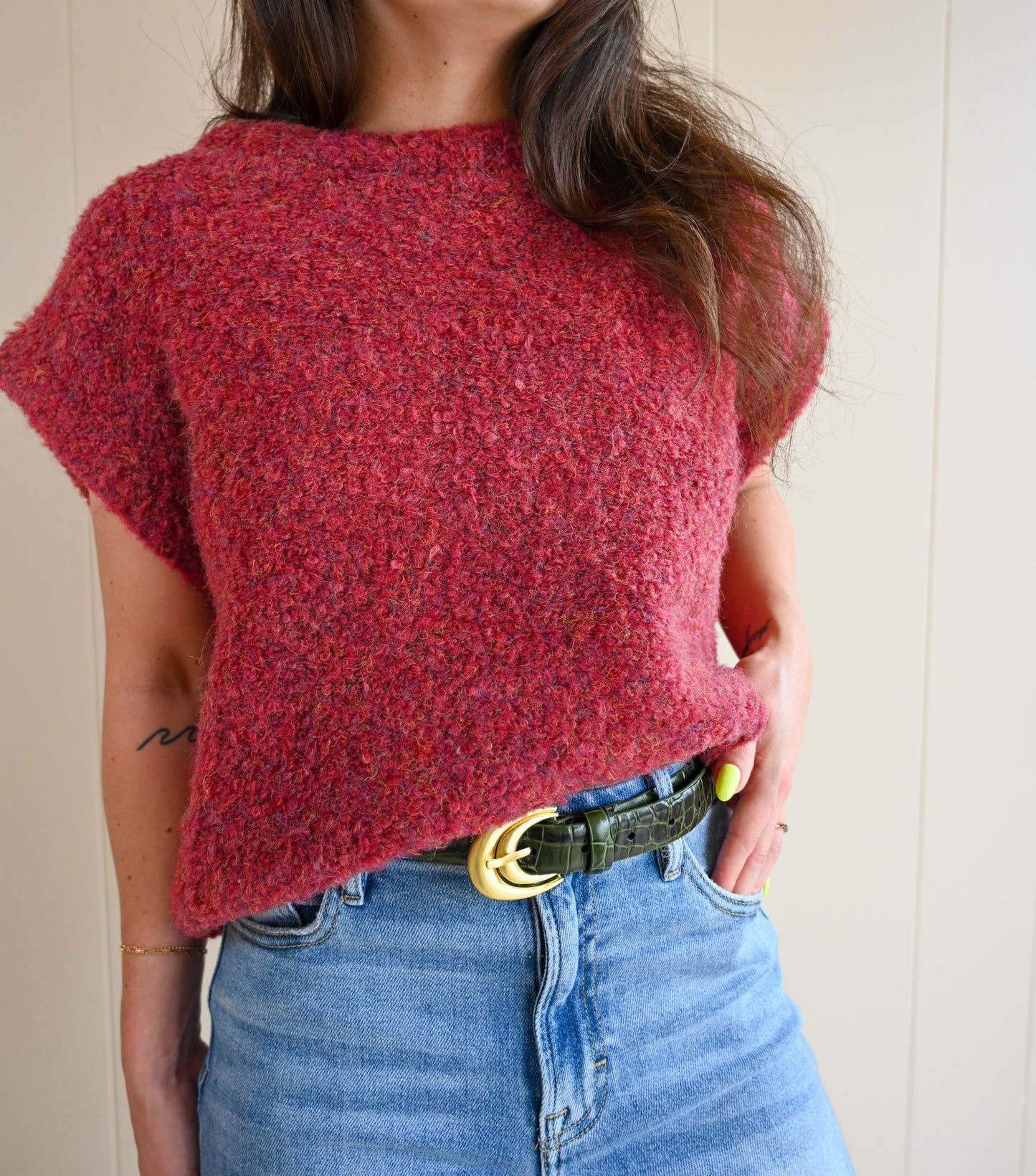 Beaumont Cap Sleeve Sweater - Wine