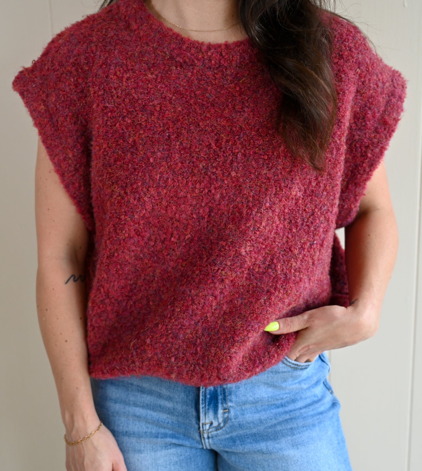 Beaumont Cap Sleeve Sweater - Wine