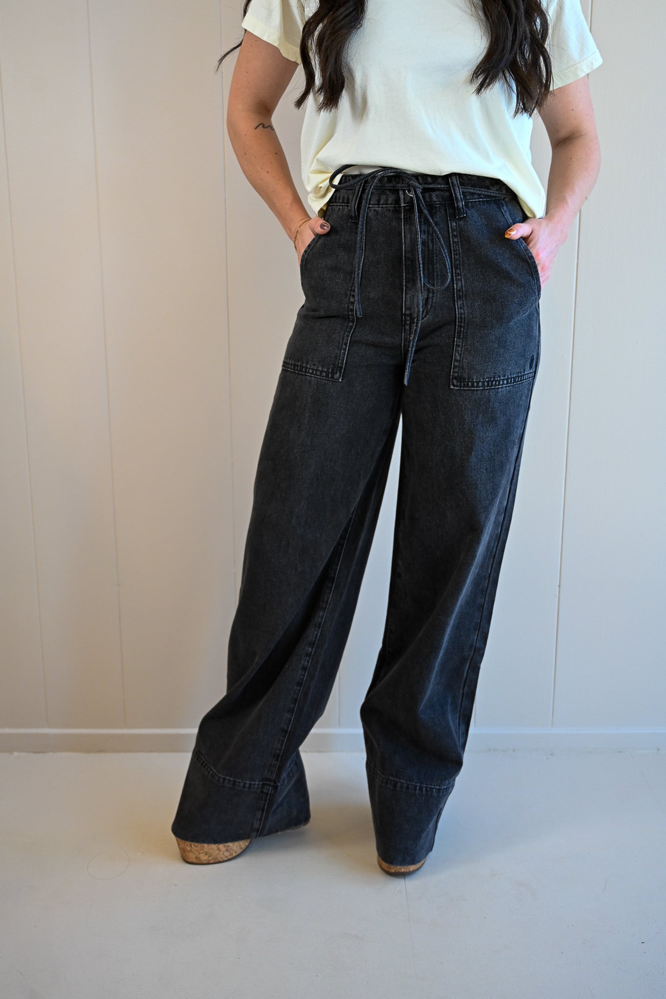 Coral Street Black Wash Denim Trouser