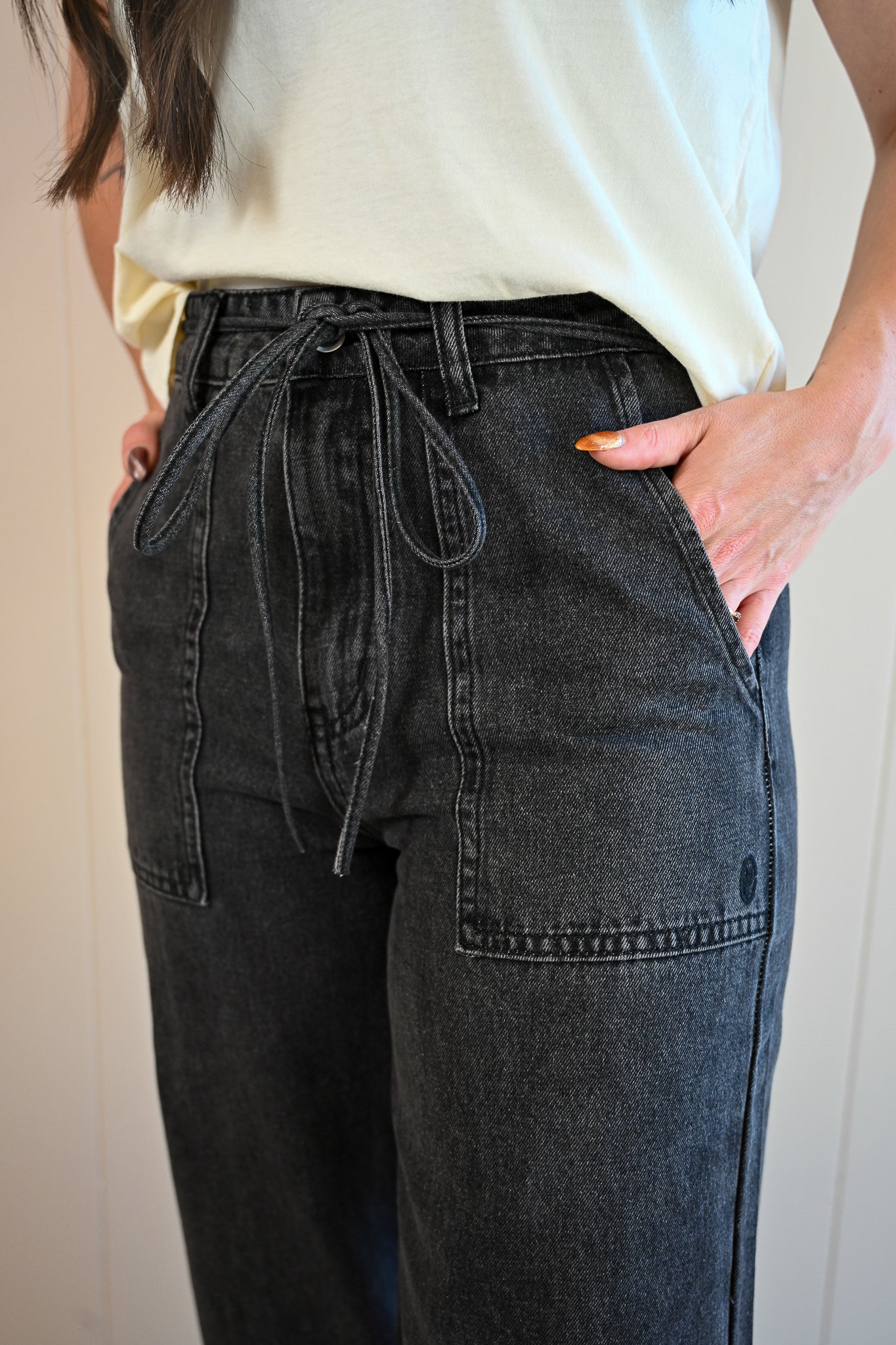 Coral Street Black Wash Denim Trouser