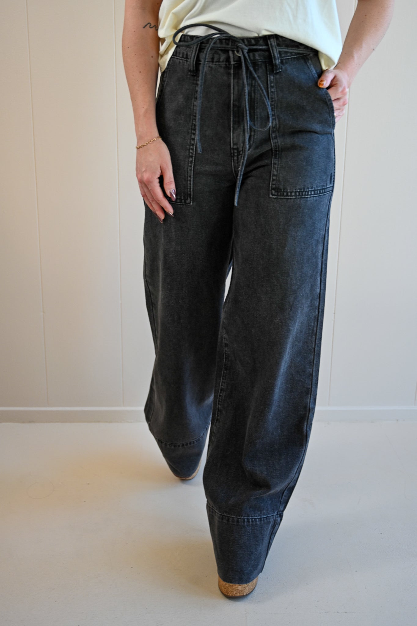 Coral Street Black Wash Denim Trouser