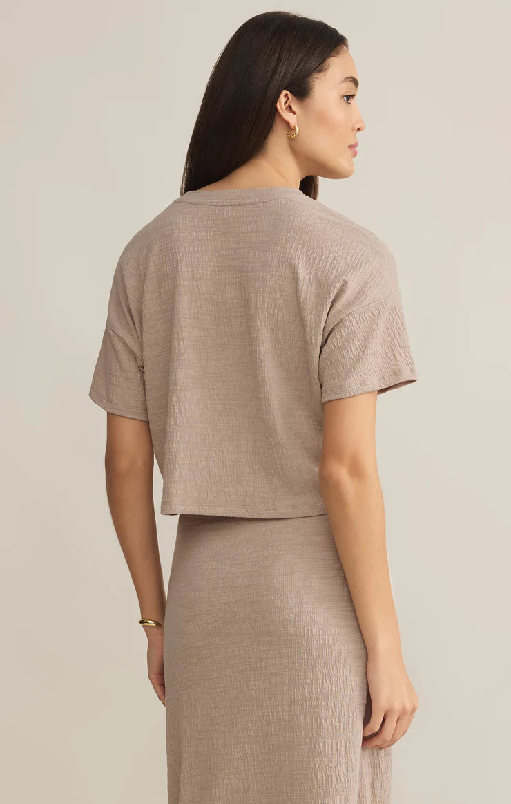 Briggs Cropped Textured Tee - Dune