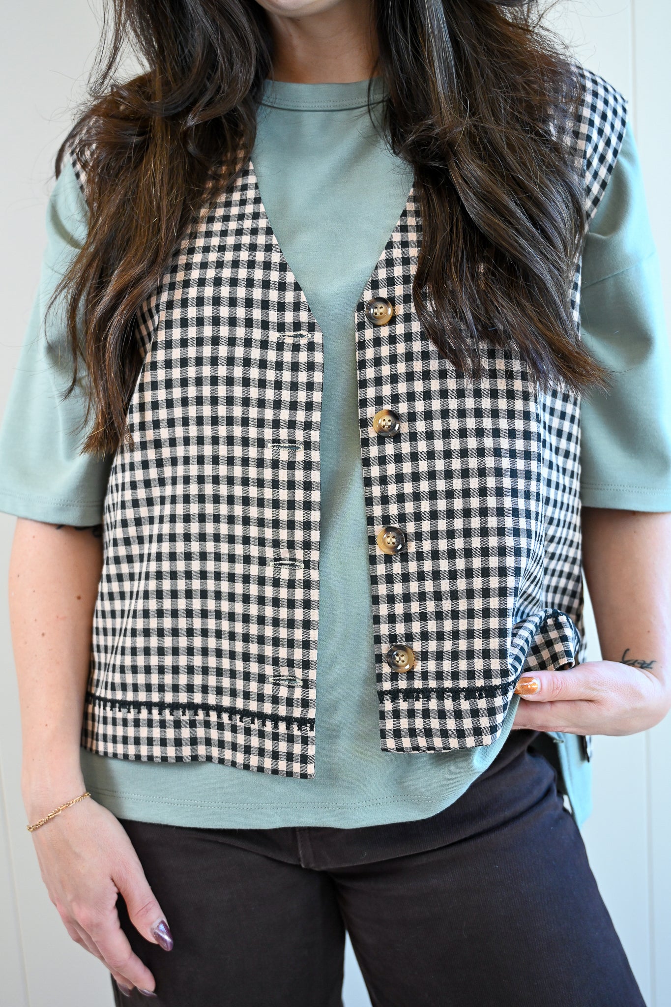 Egan Avenue Gingham Vest