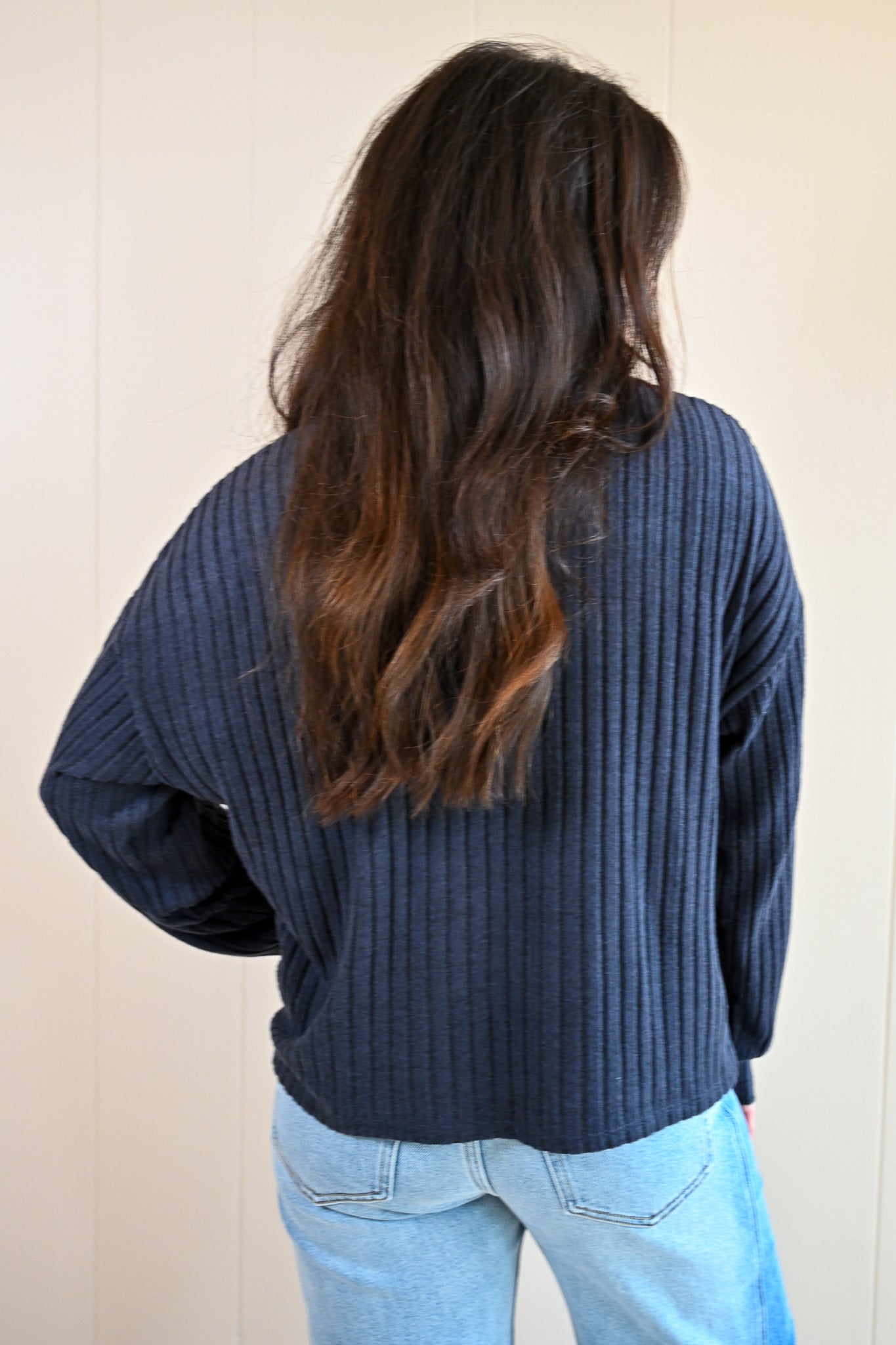 Siren Street Rib Long Sleeve Top - Storm