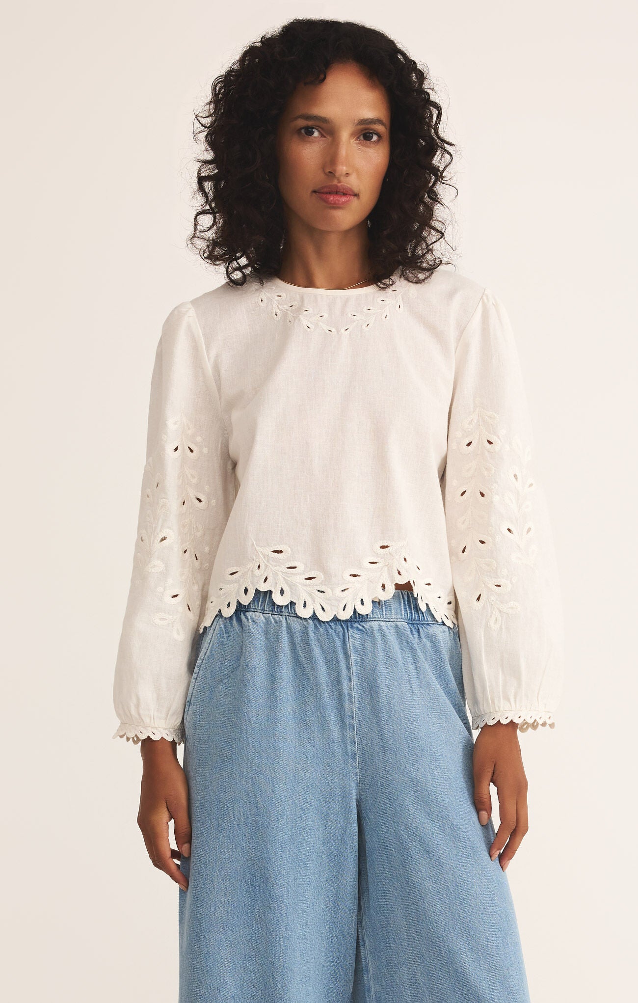 Egan Embroidered Linen Top