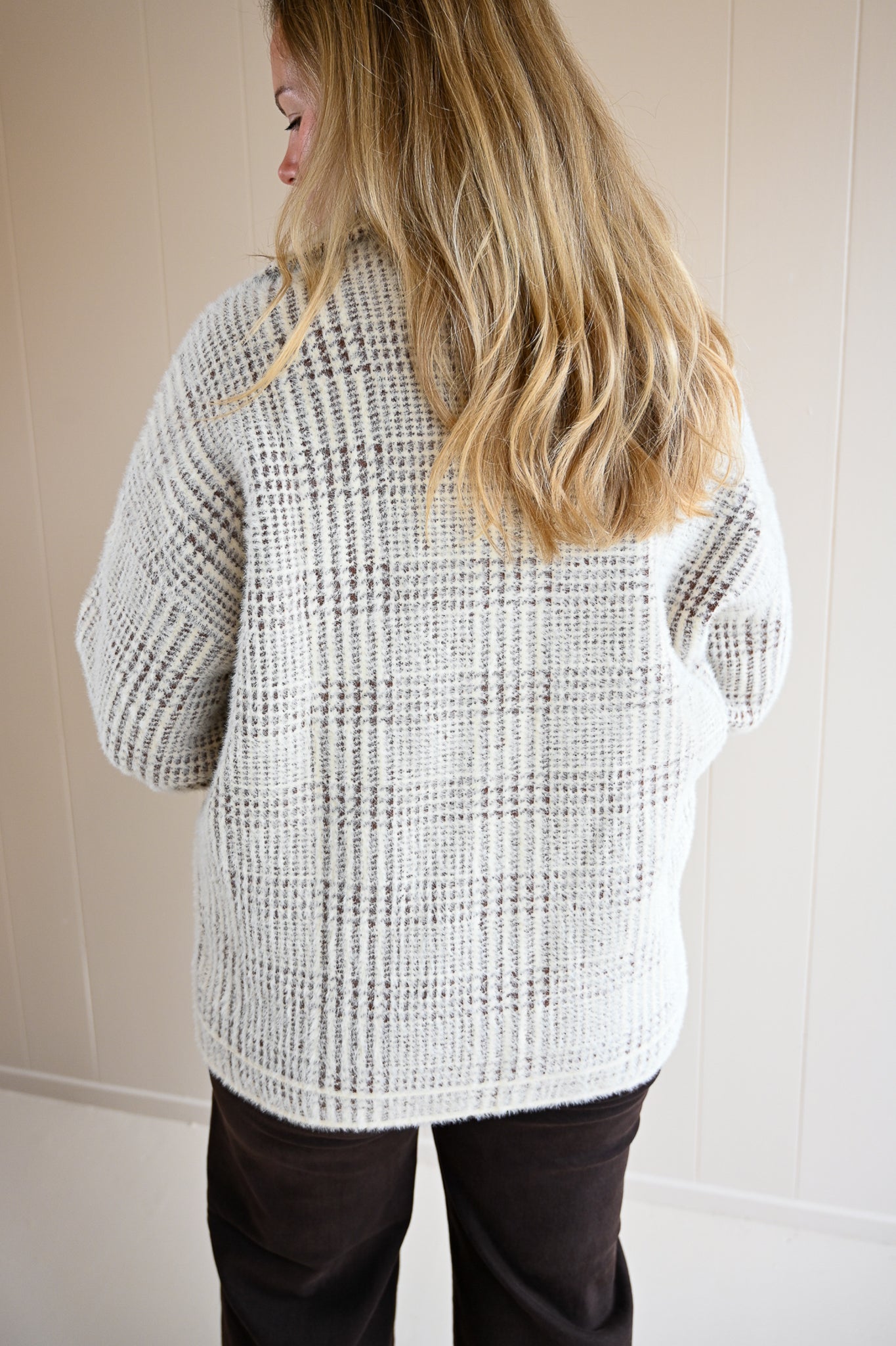 Jewell Avenue Plaid Sweater Jacket