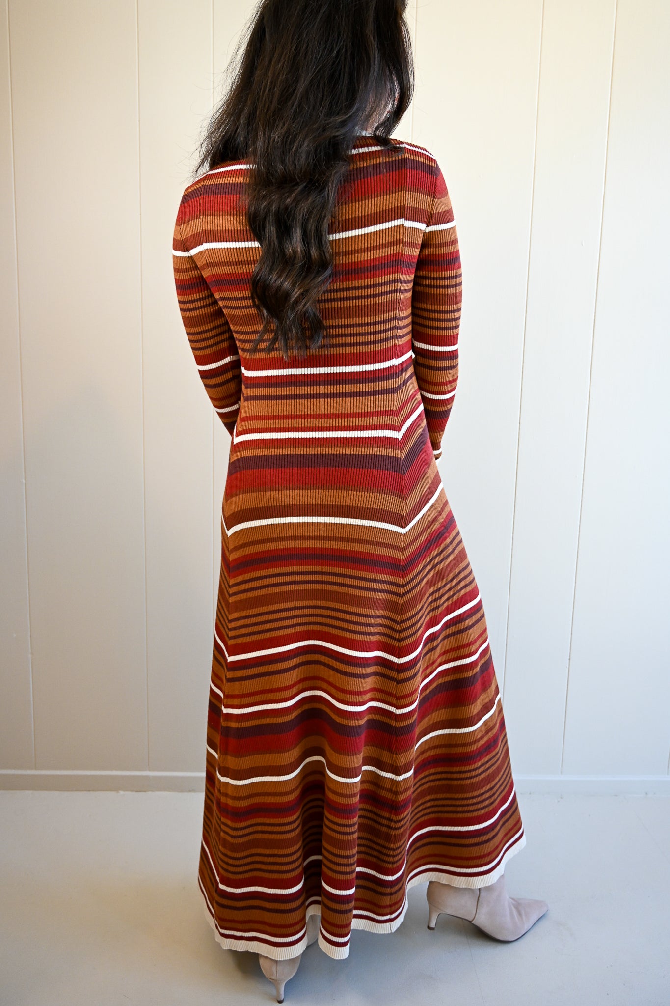 Balboa Stripped Collar Maxi Dress