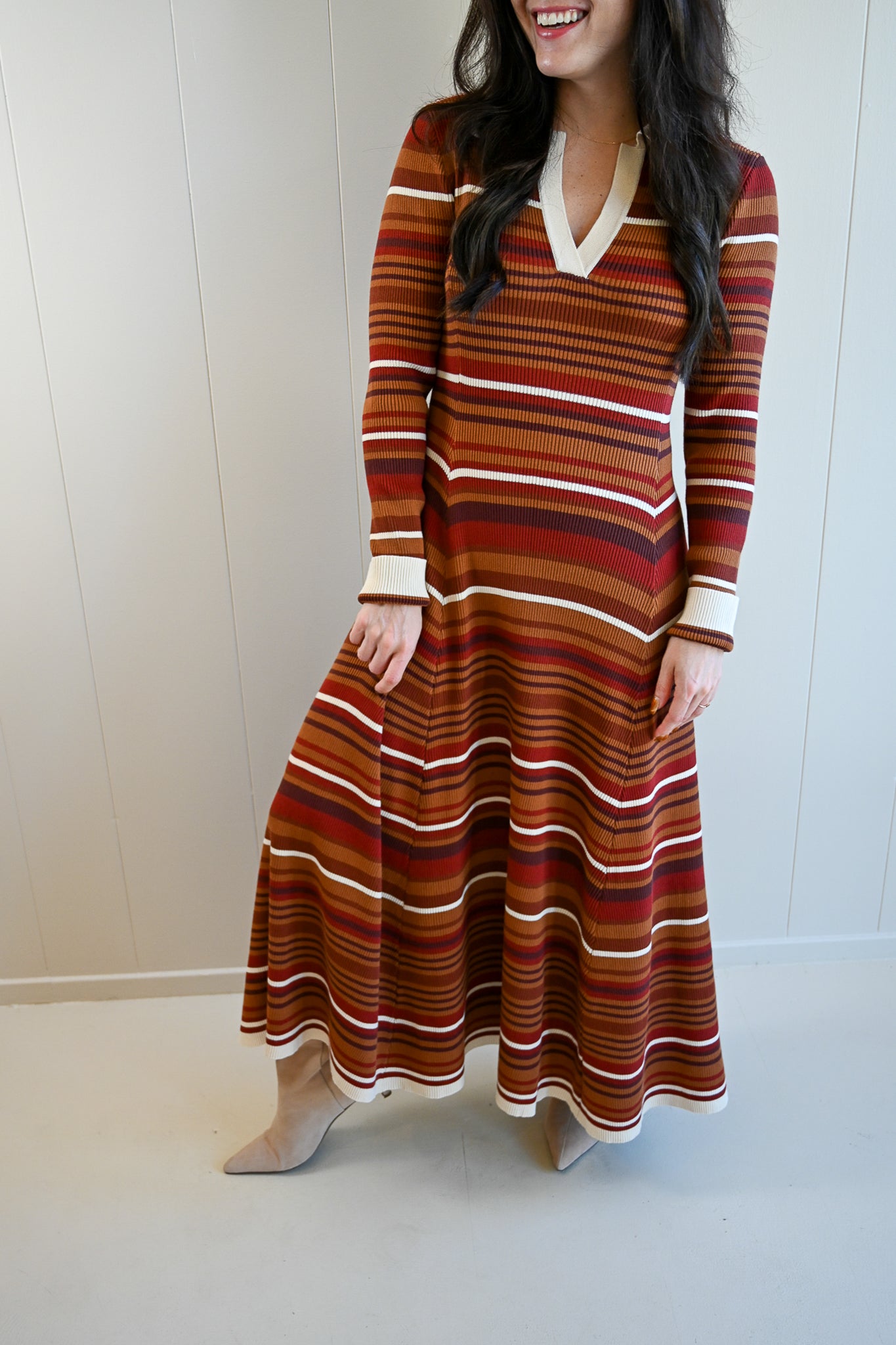 Balboa Stripped Collar Maxi Dress