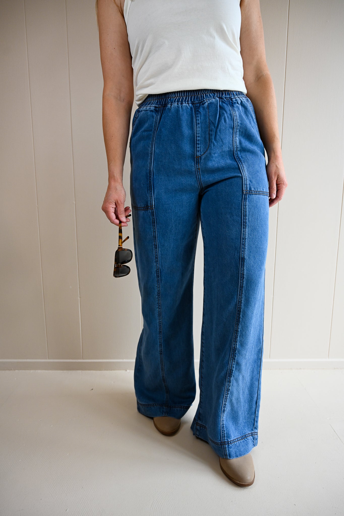 Ripple Stitch Denim Trouser