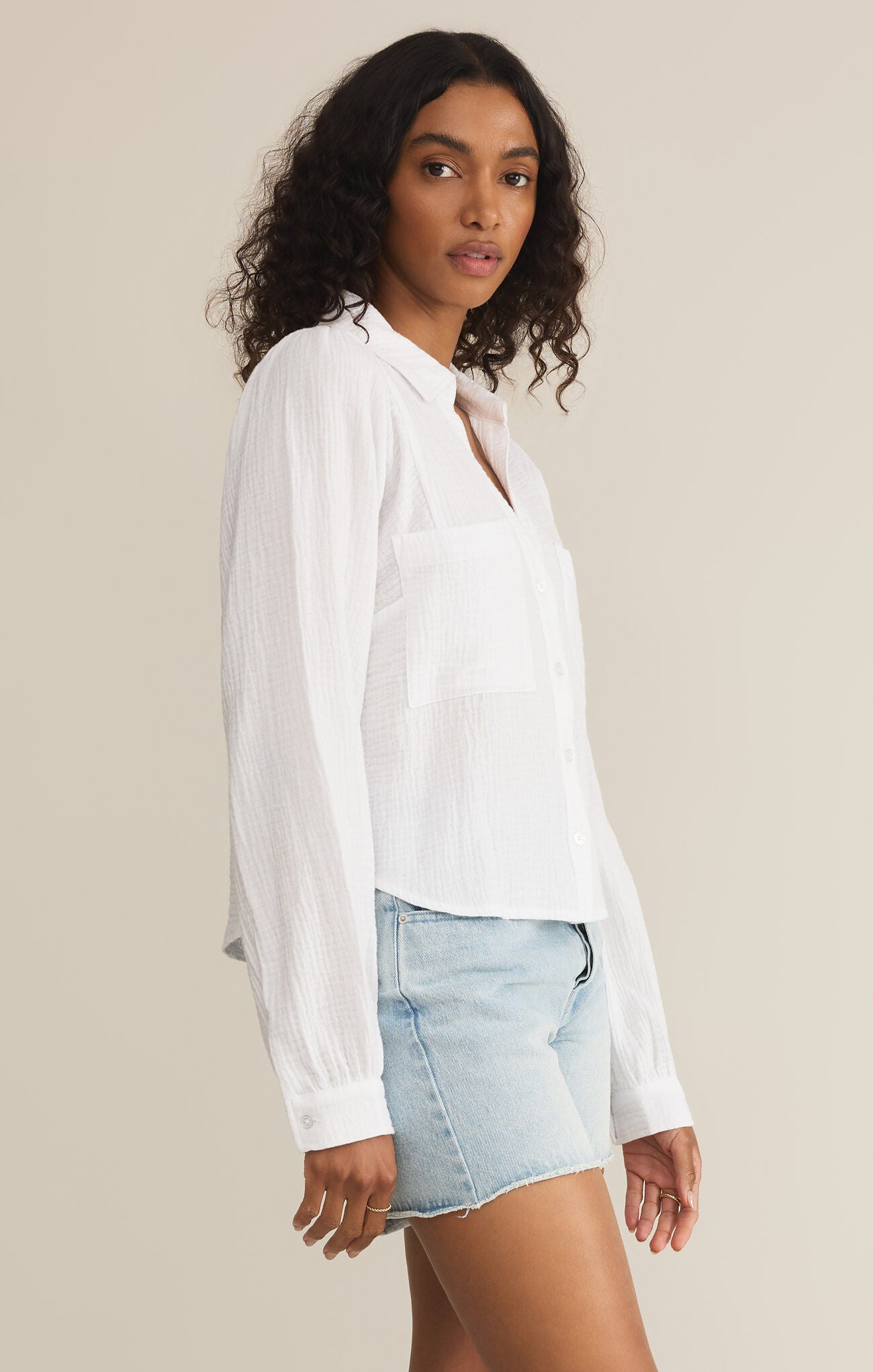 Funston Gauze Button Up Top