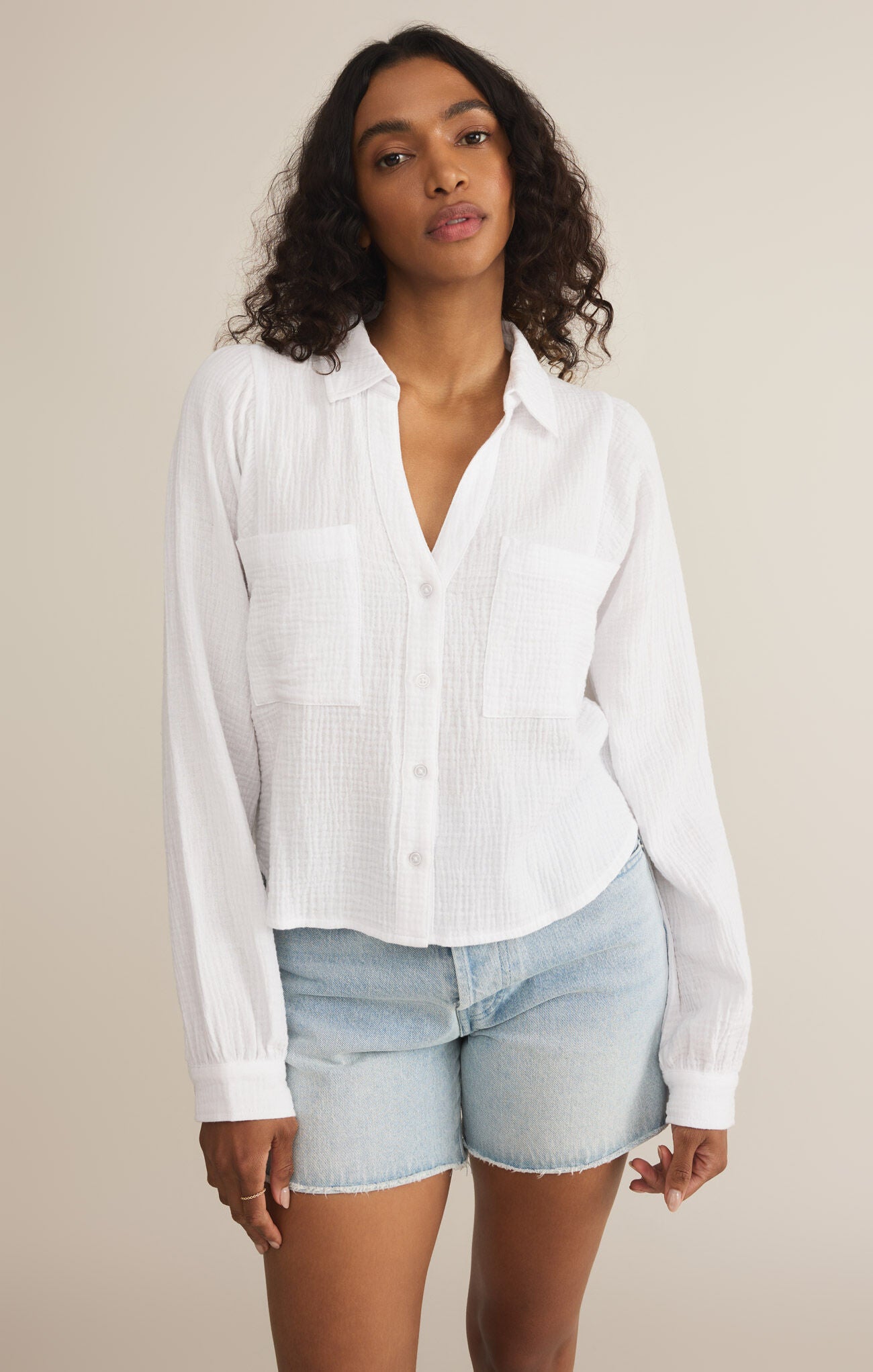 Funston Gauze Button Up Top