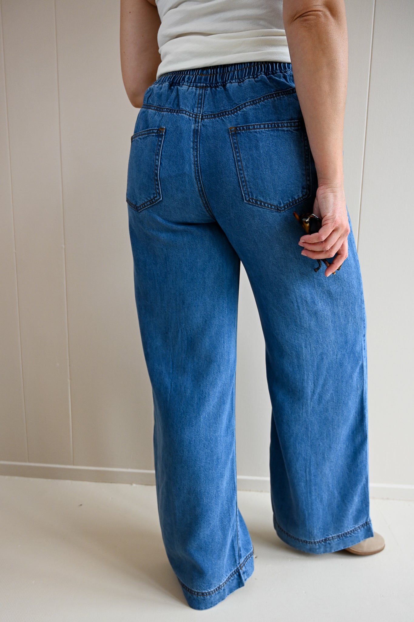 Ripple Stitch Denim Trouser