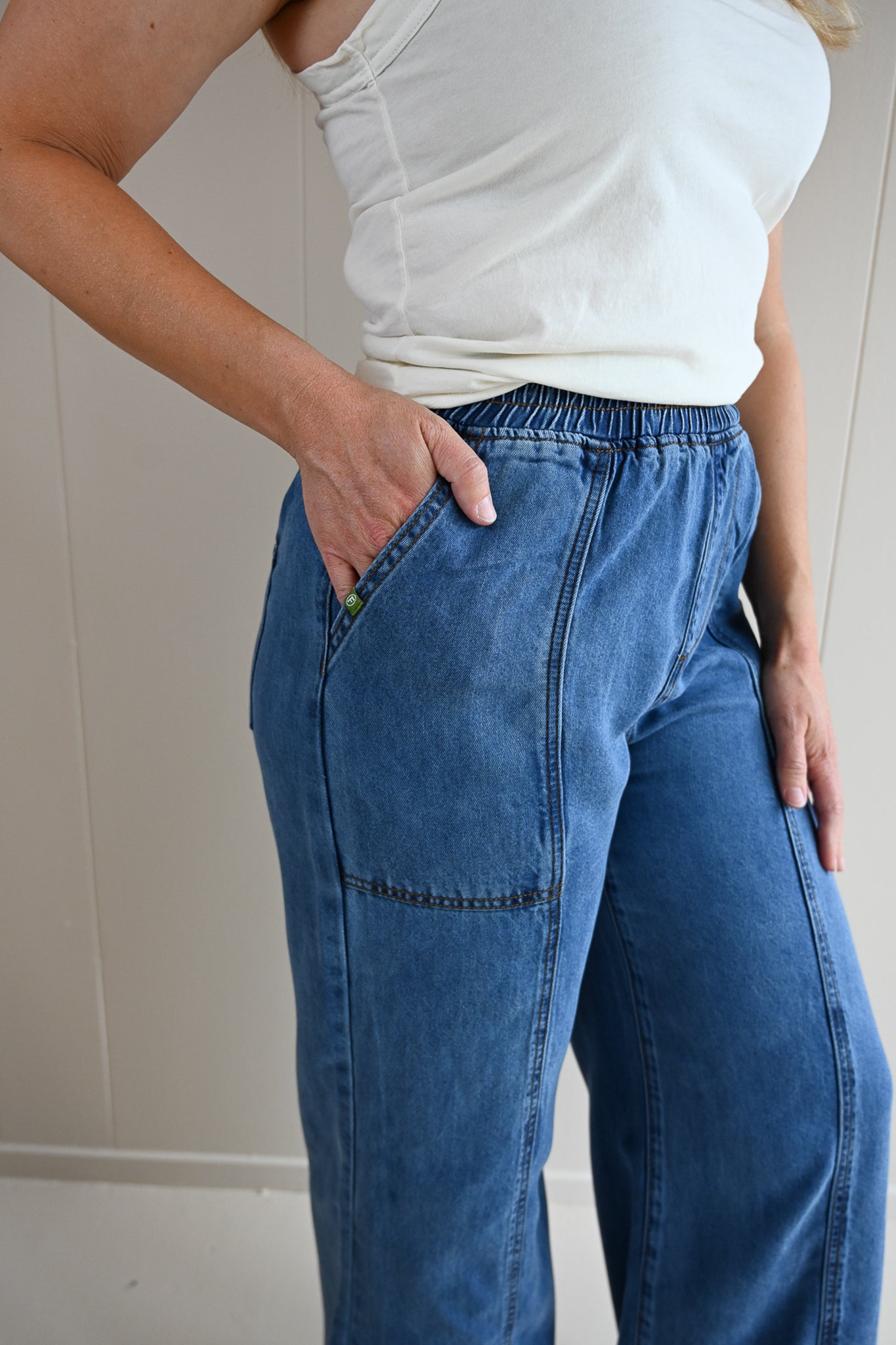 Ripple Stitch Denim Trouser