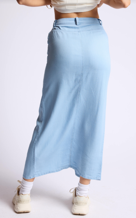 Ridge Denim Midi Skirt