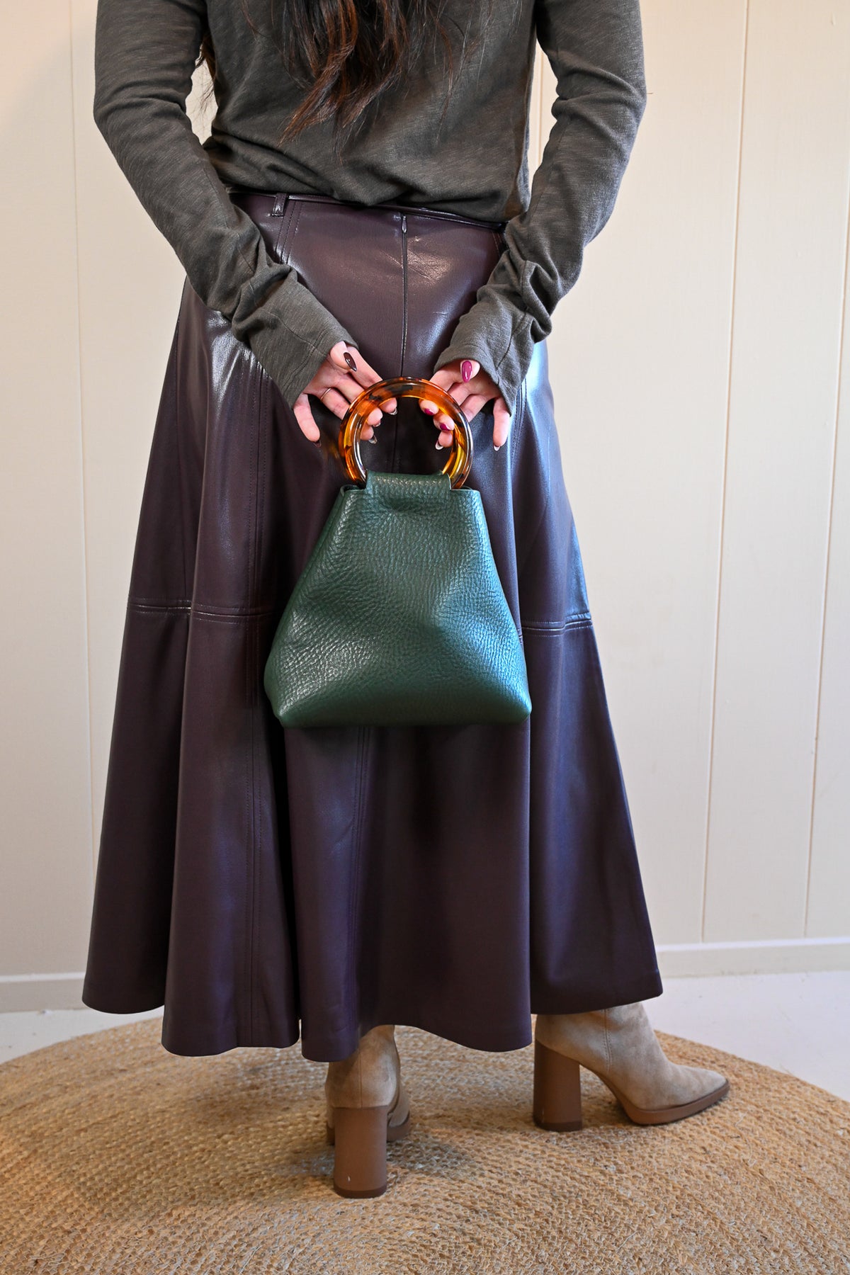 David Avenue Faux Leather Skirt