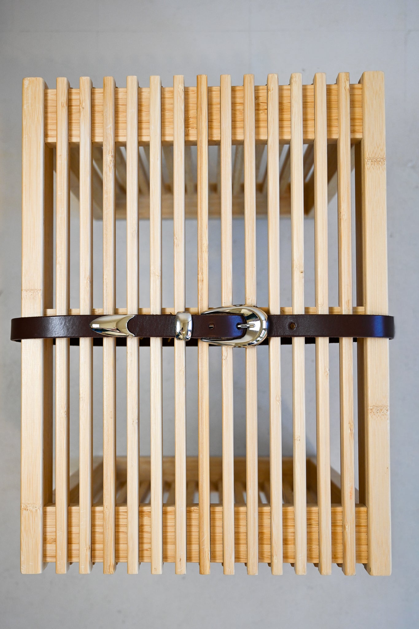 Chocolate Brown & Silver Italian Leather Belt