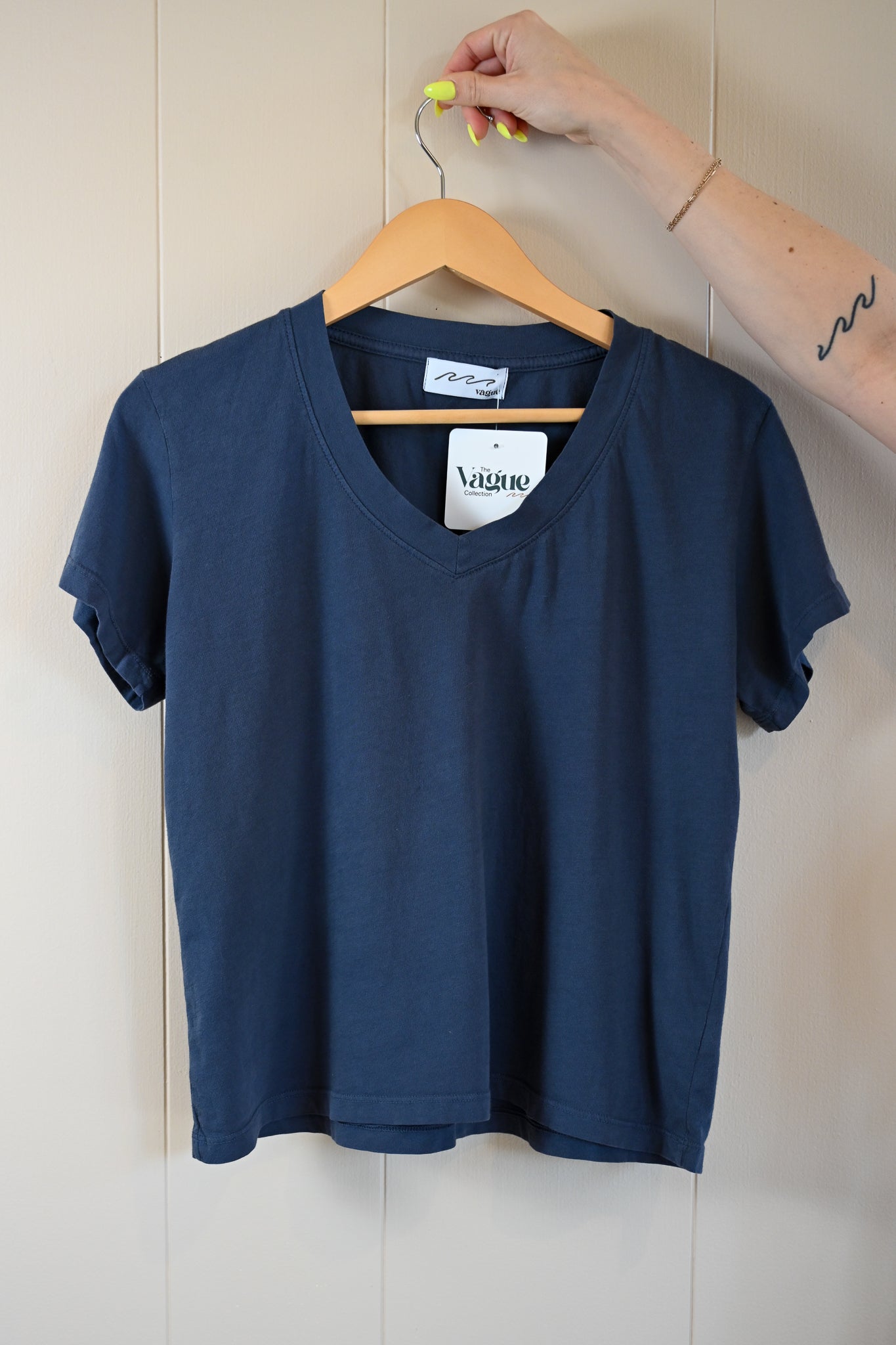 Wave Label V Neck Tee - Ocean