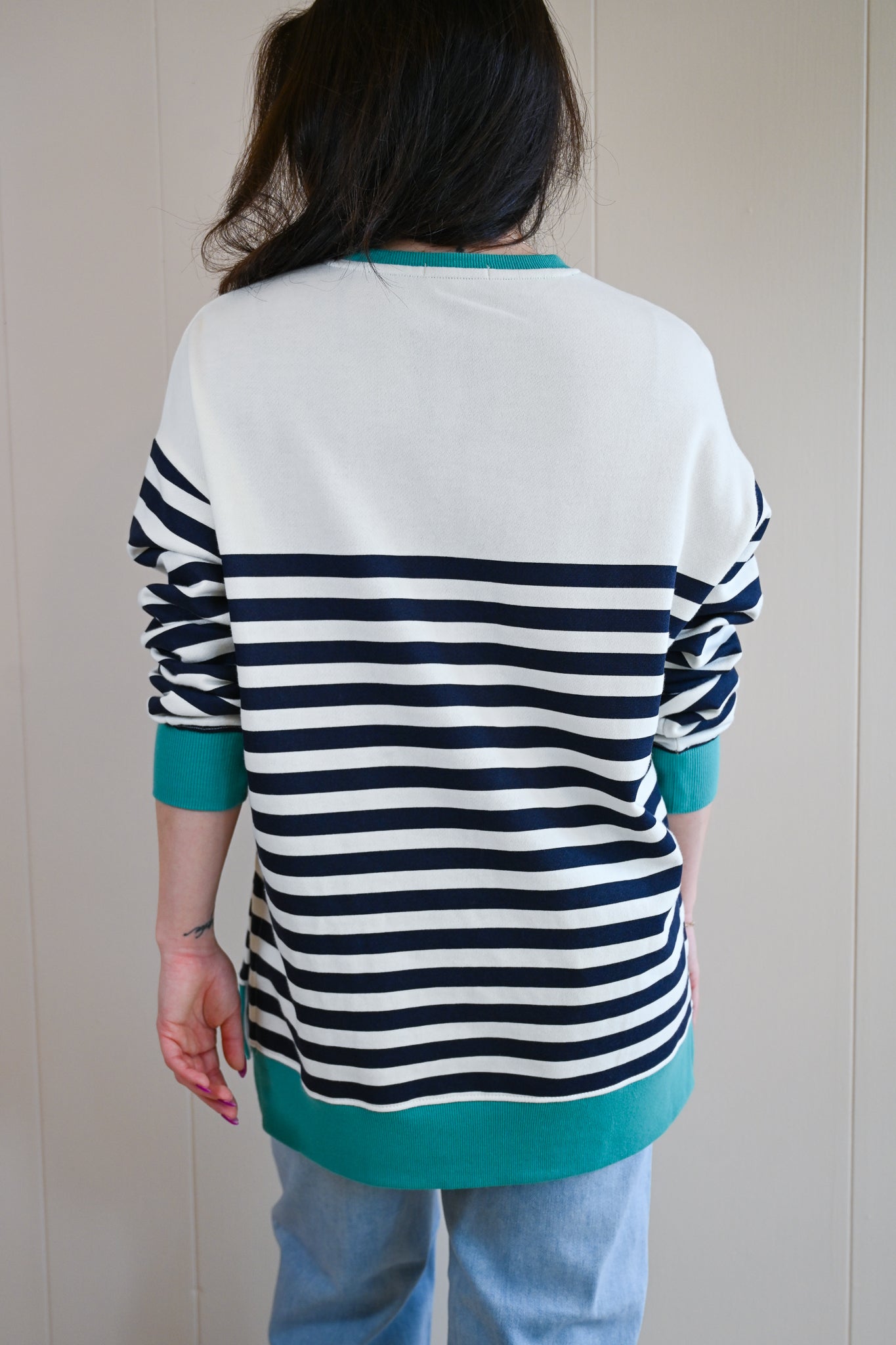 Forest Avenue Stripe Sweatshirt - Sea Glass Teal