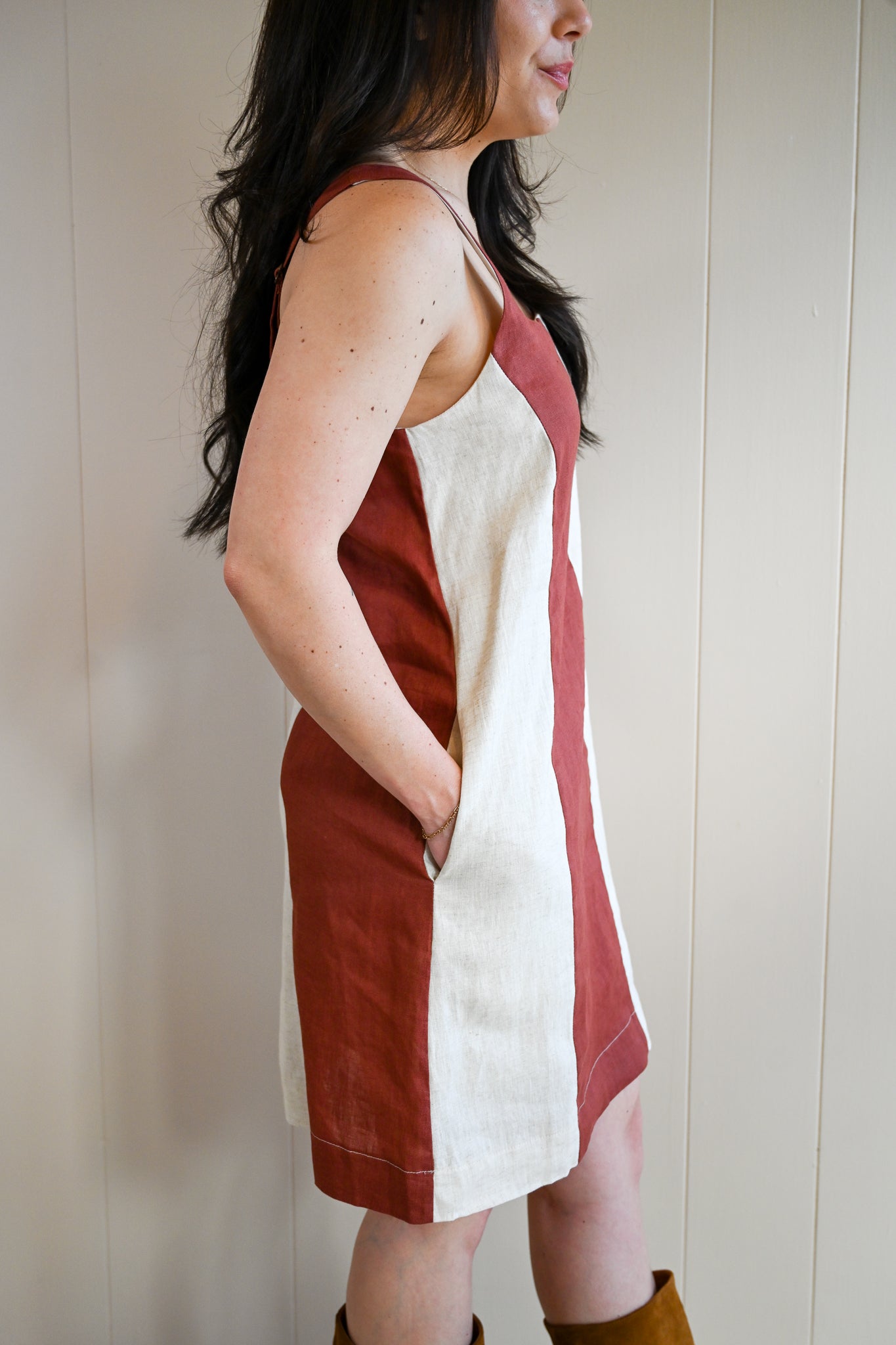 Sea Palm Color Block Mini Dress
