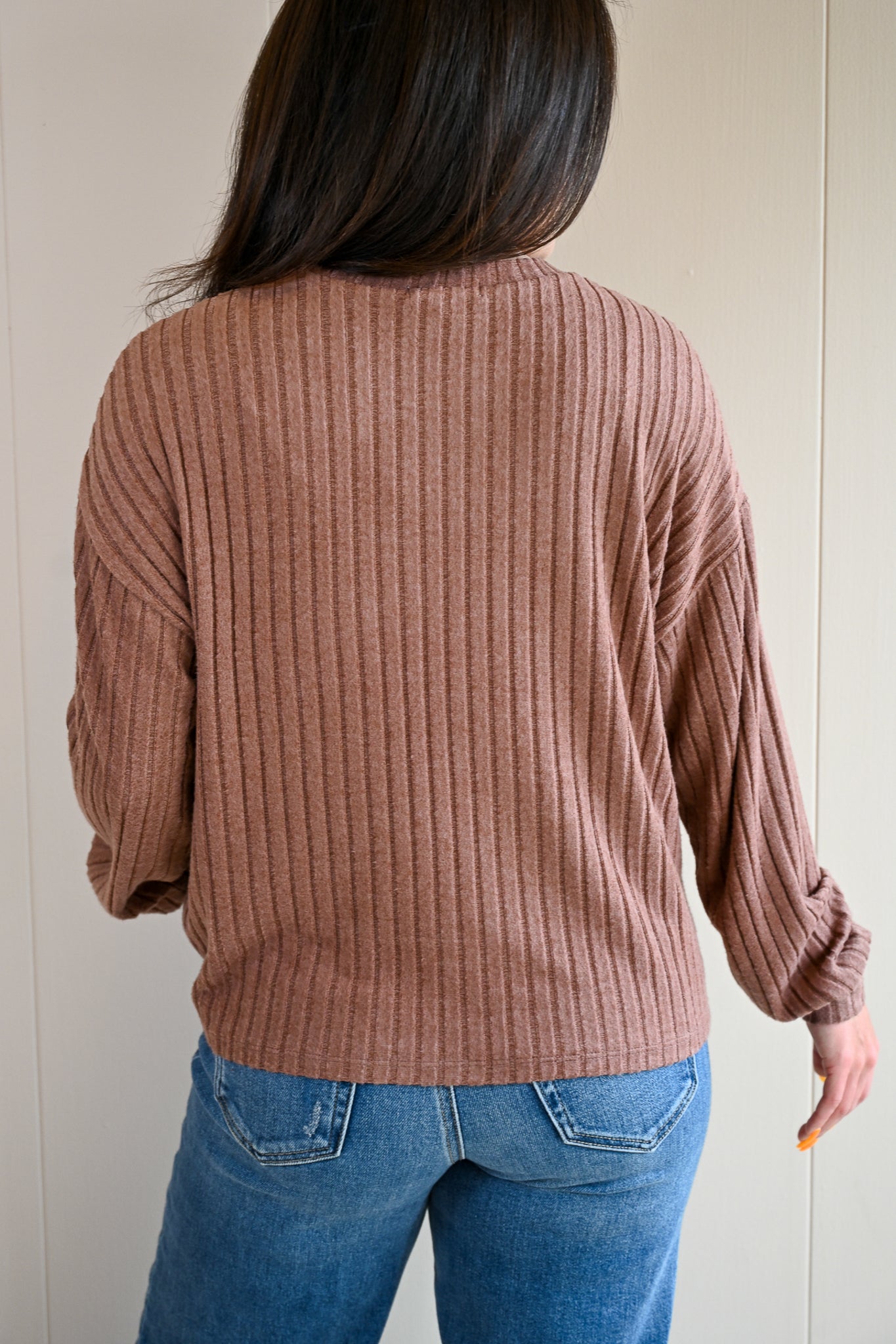 Siren Street Rib Long Sleeve Top - Driftwood