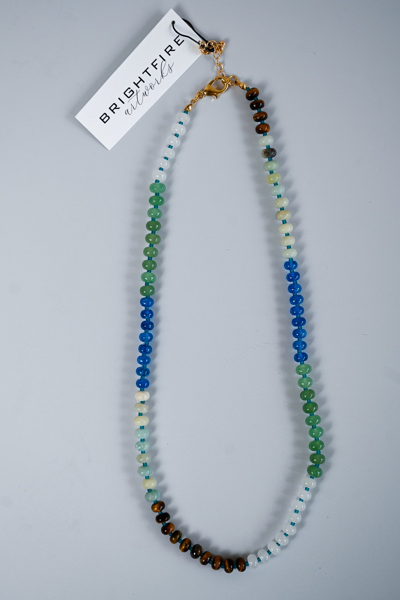 Brightfire Mini Beaded Necklace - Blue + Green
