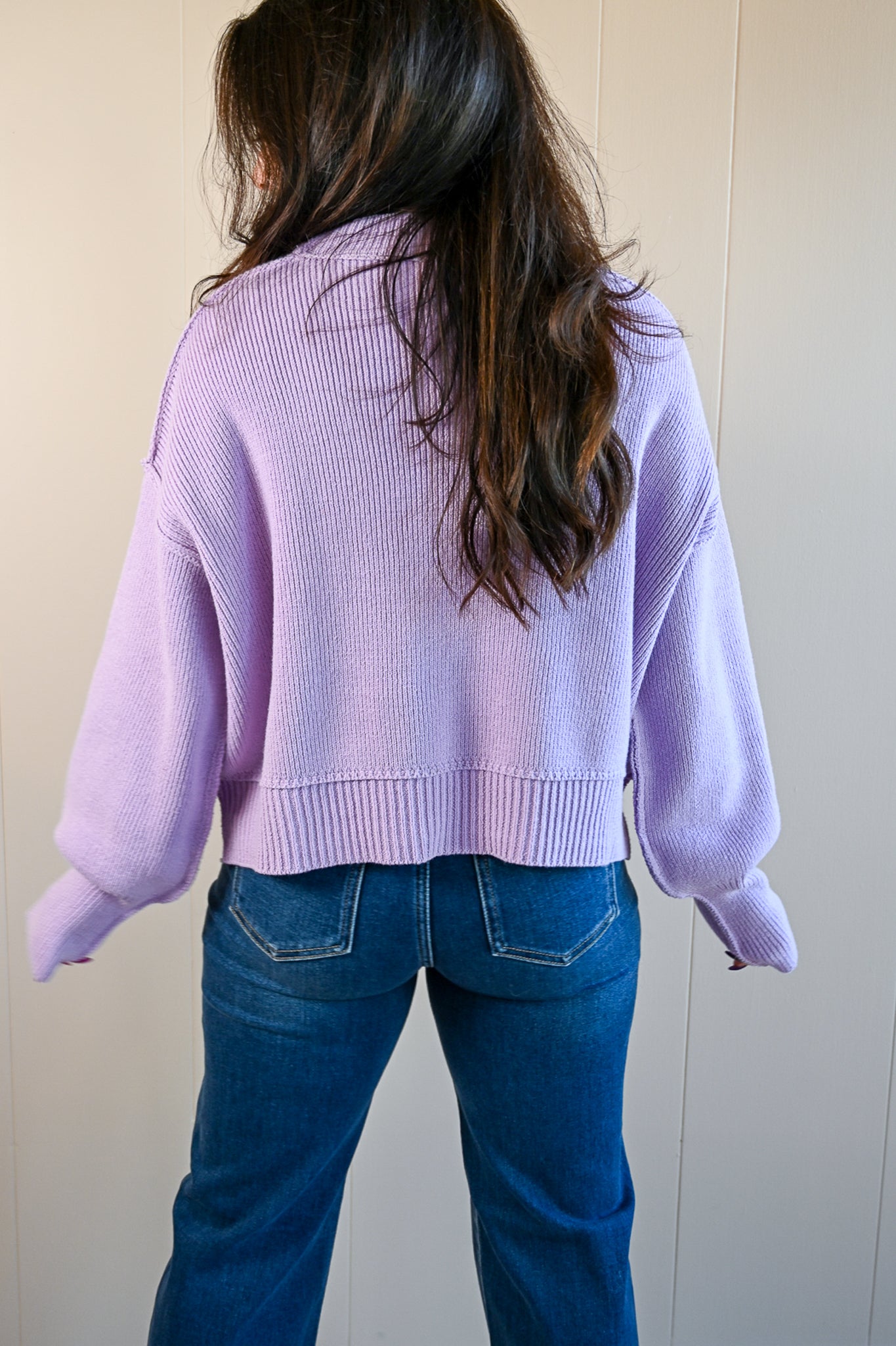 Balboa Ave Cropped Sweater - Lilac