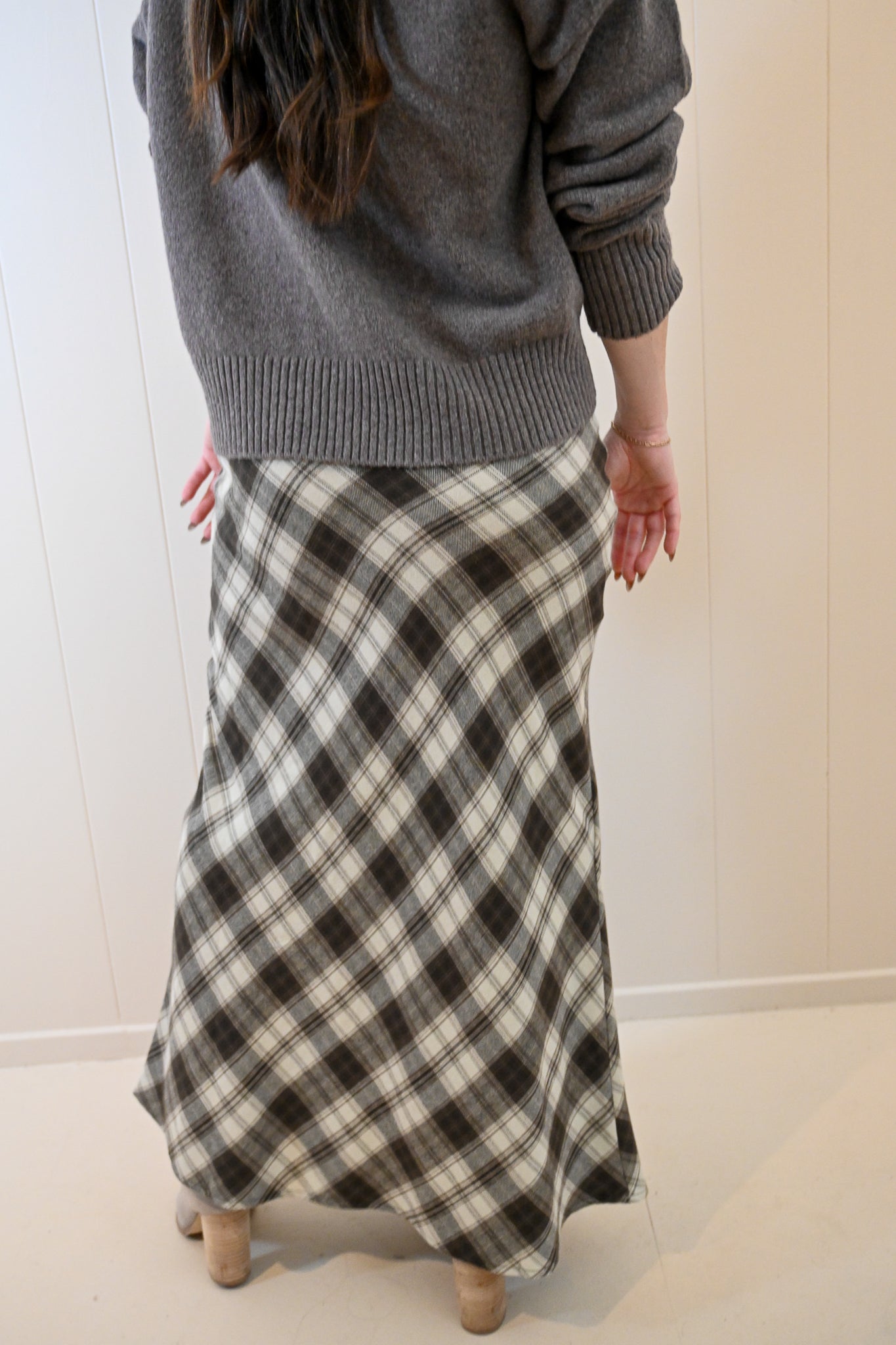 Grand Avenue Plaid Flannel Midi Skirt