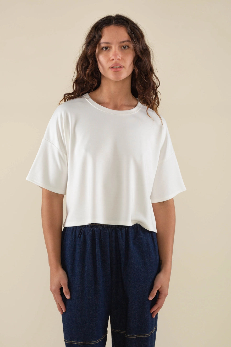 Wave Crop Tee - Ivory