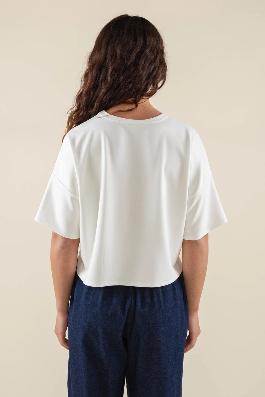 Wave Crop Tee - Ivory