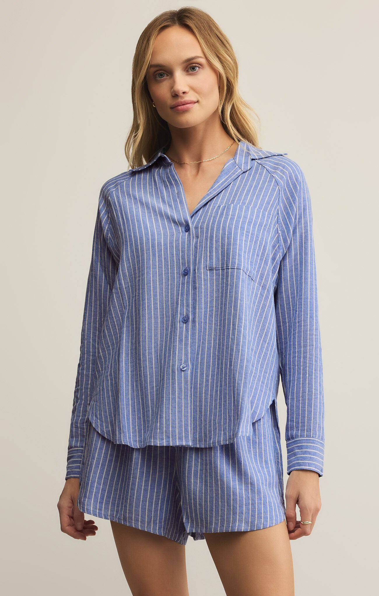 Ocean View Linen Top - Ocean Stripe