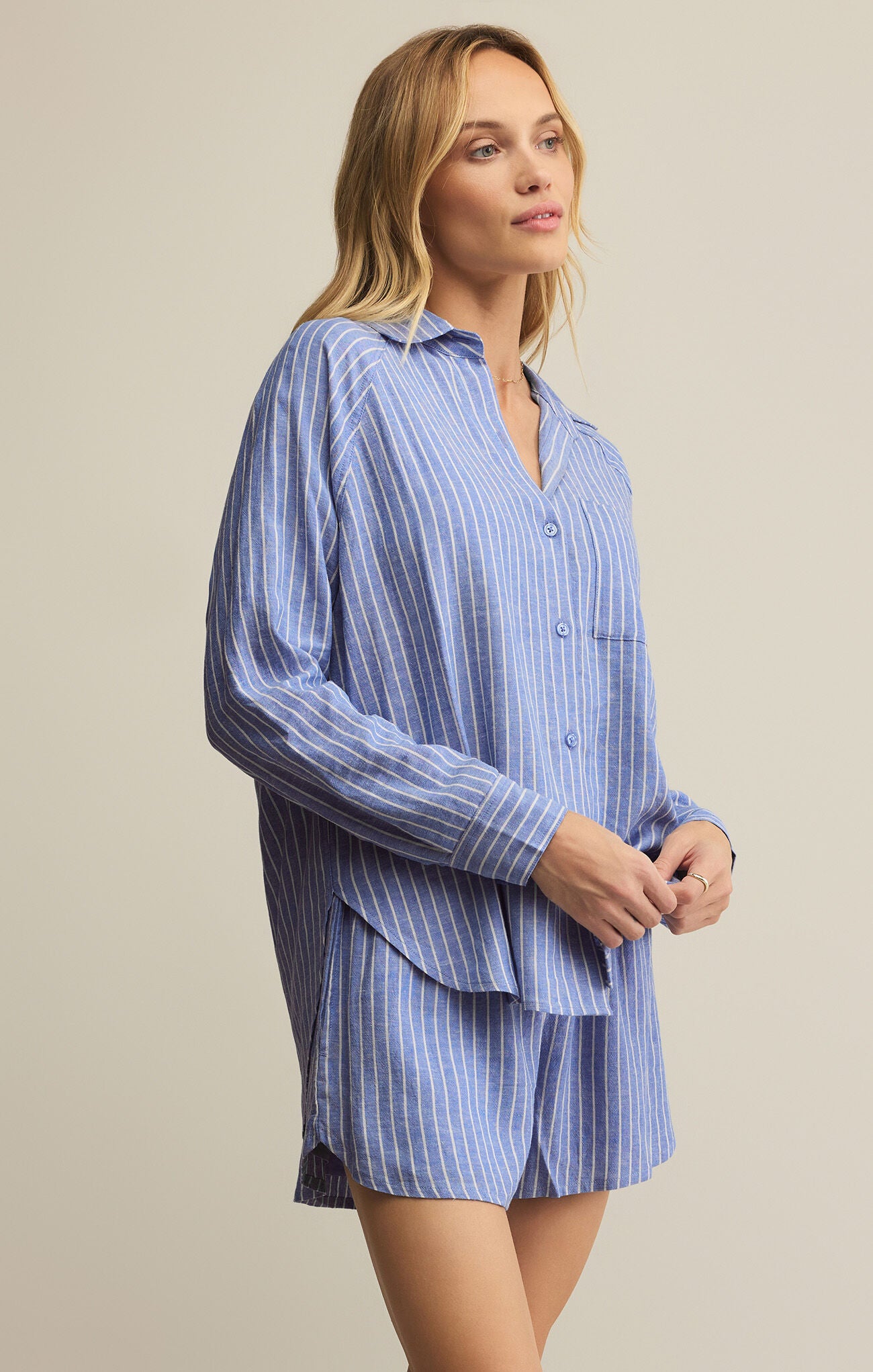 Ocean View Linen Top - Ocean Stripe