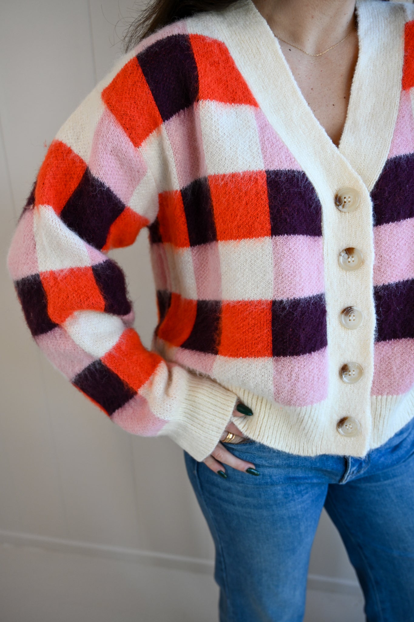 Syida Drive Checkered Cardigan