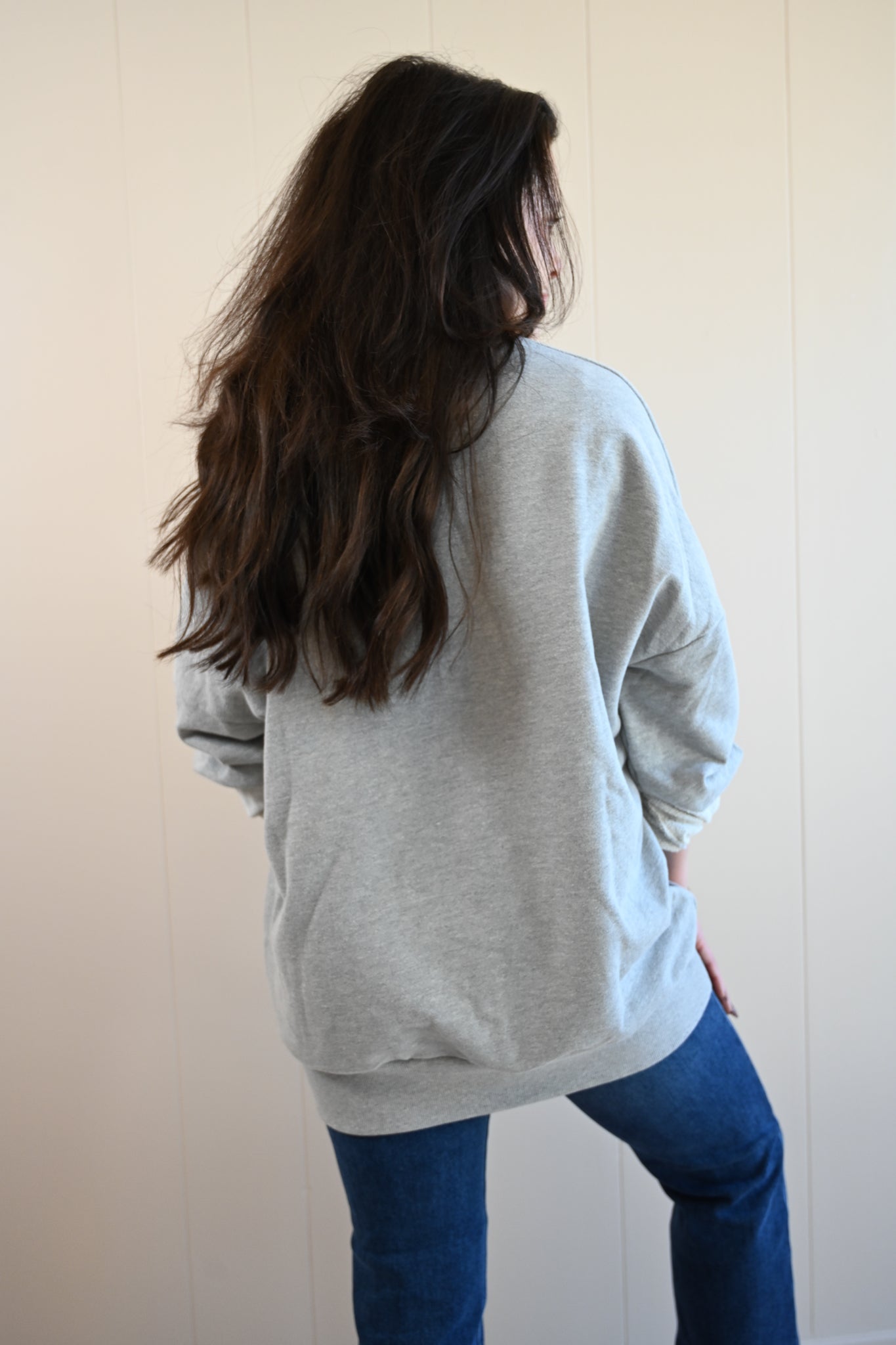 Wave Label Crew Sweatshirt - Fog