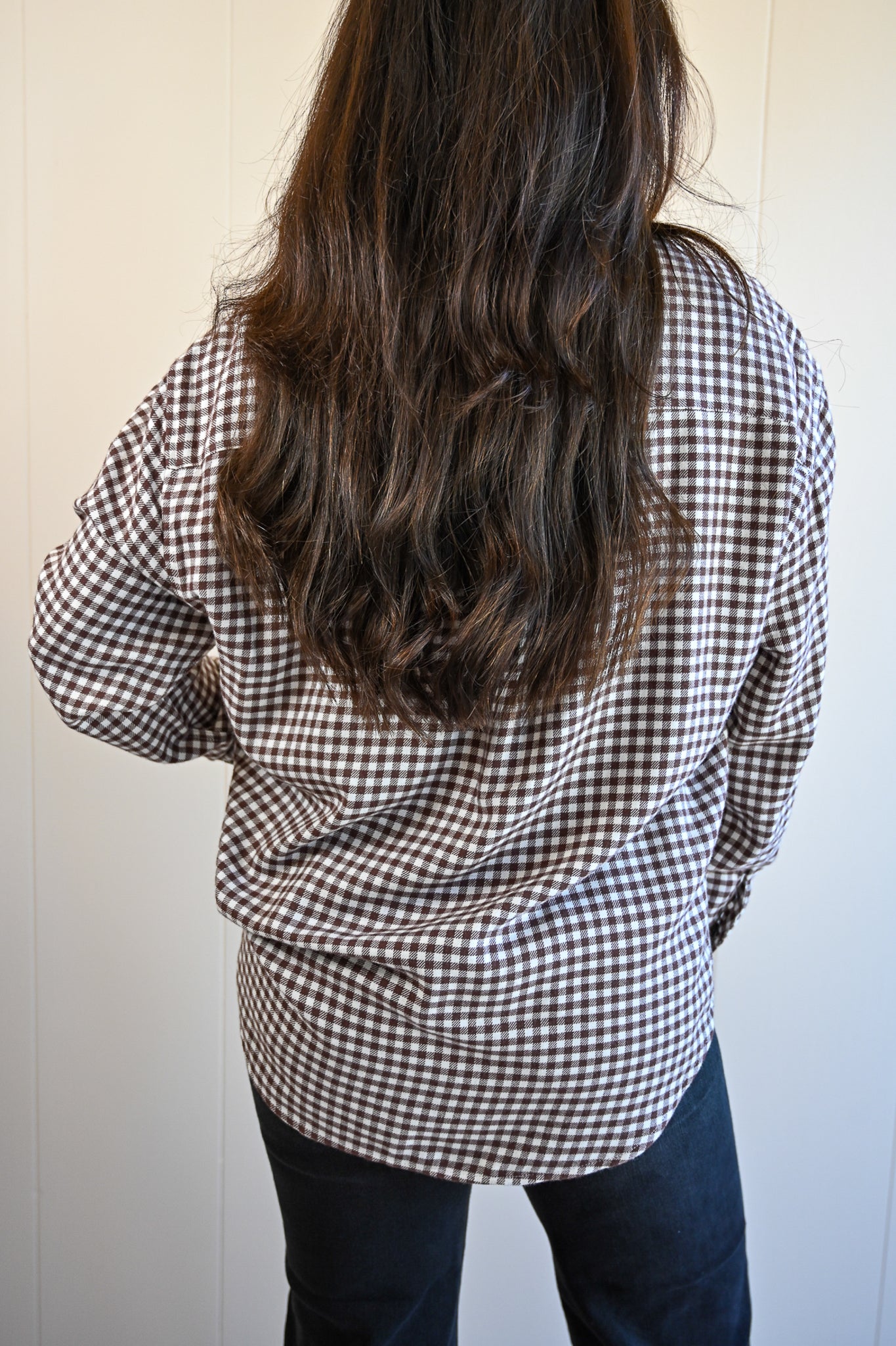 Lincoln Plaid Button-up Top - Chocolate Gigham