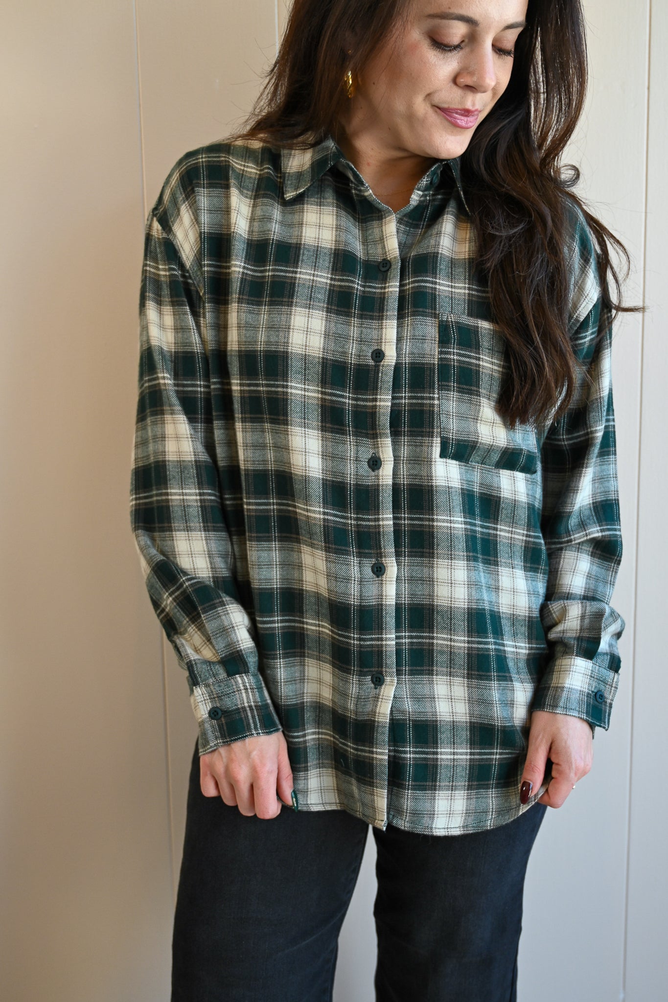 Lincoln Plaid Button-up Top - Cypress