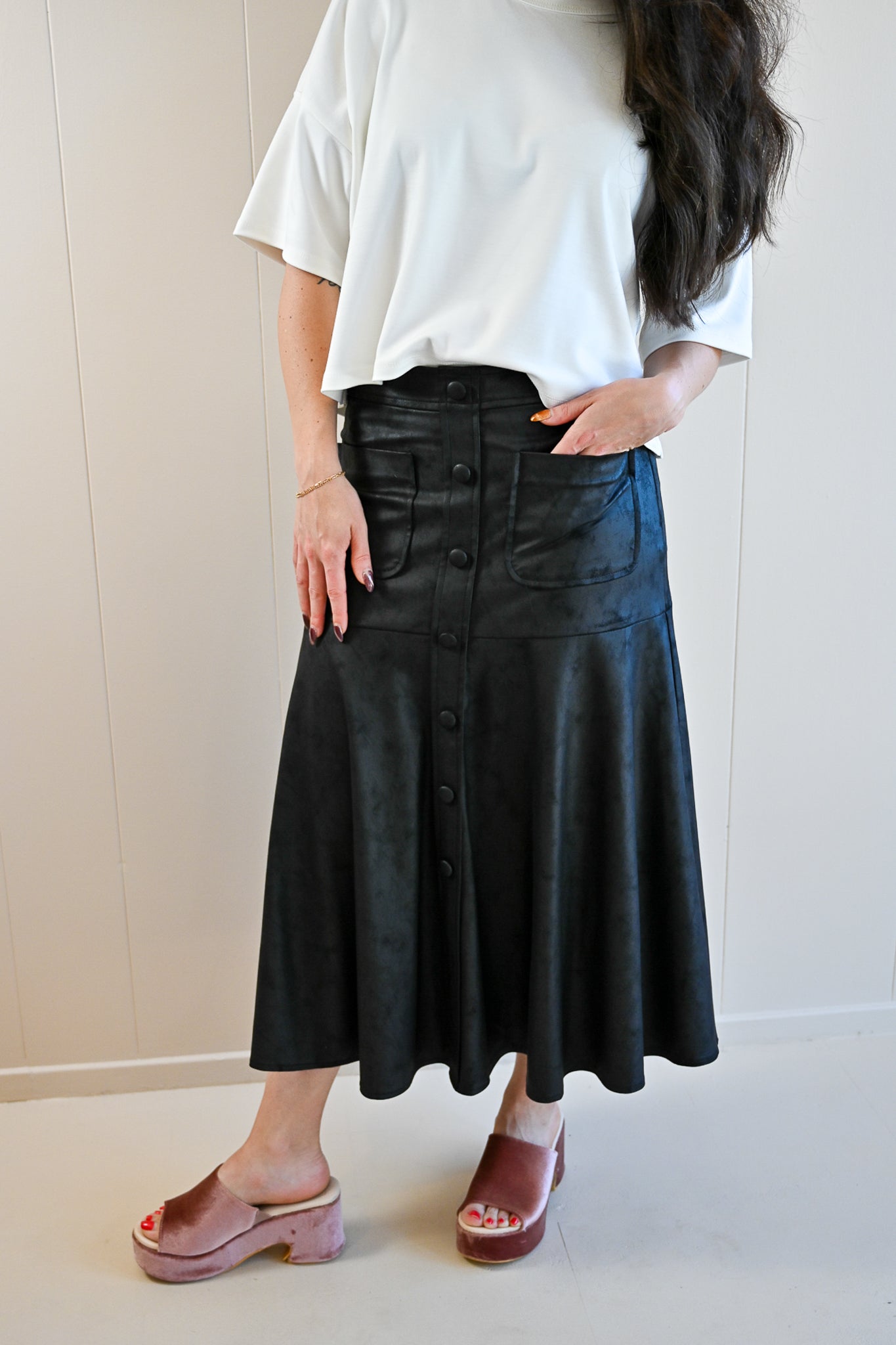 Arena Suede Midi Skirt