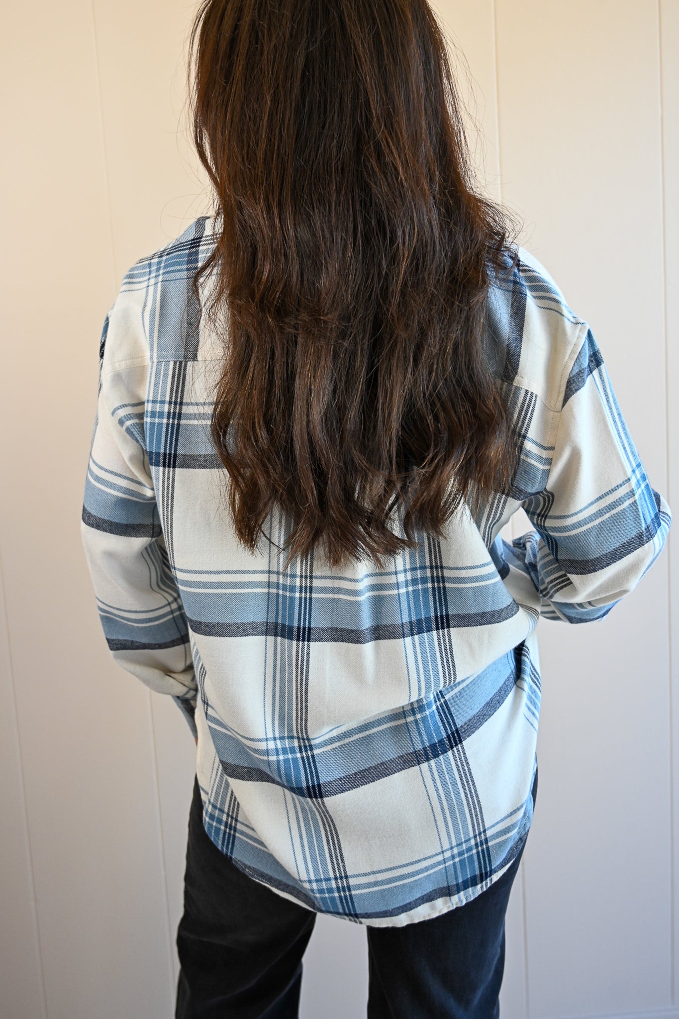 Lincoln Plaid Button-up Top - Cloud & Sea