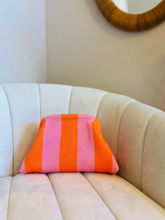 Beach Street Clutch - Coral + Neon Orange