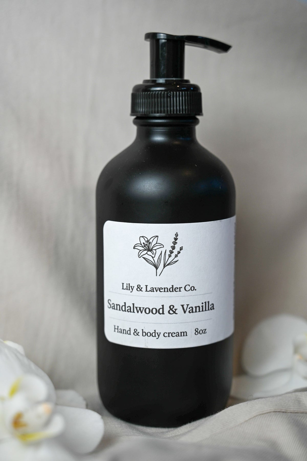 8oz Body & Hand Cream - Sandalwood & Vanilla by Lily & Lavender Co.
