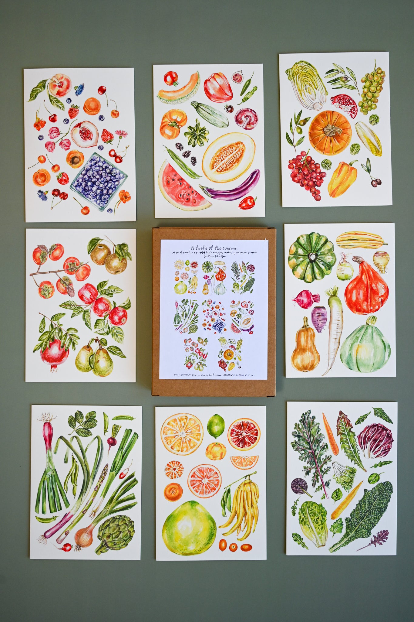 A Taste of the Seasons Card Set of 8 by Maria Schoettler