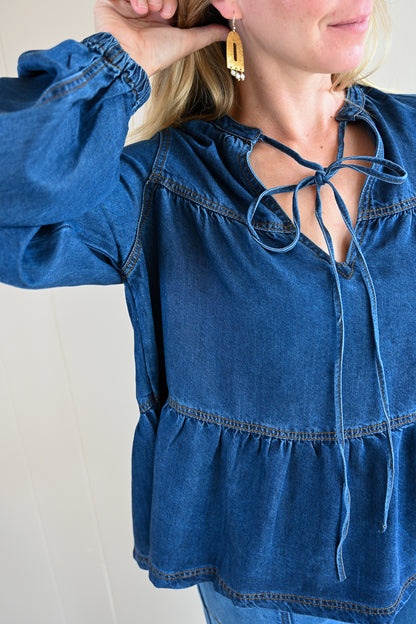 Quarterdeck Denim Tie Top