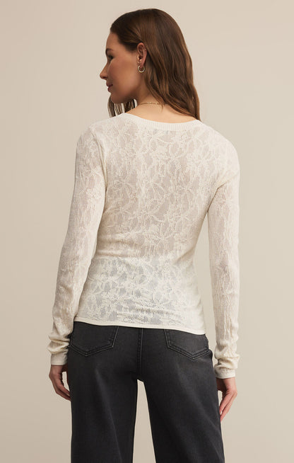 Congress Ave. Lace Scoop Neck Top - Sand