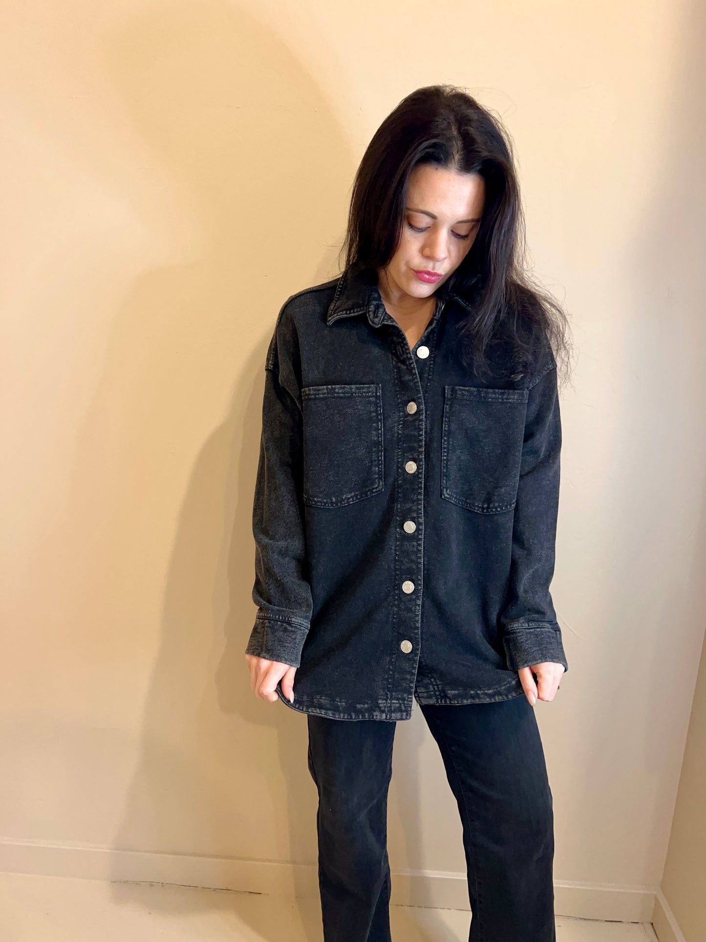 Beacon Knit Denim Jacket - Black