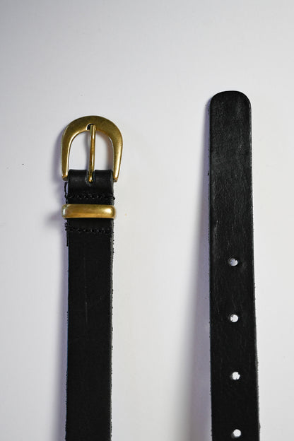 Black Italian Skinny Leather Belt