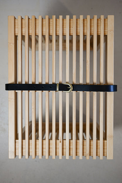 Black Italian Skinny Leather Belt