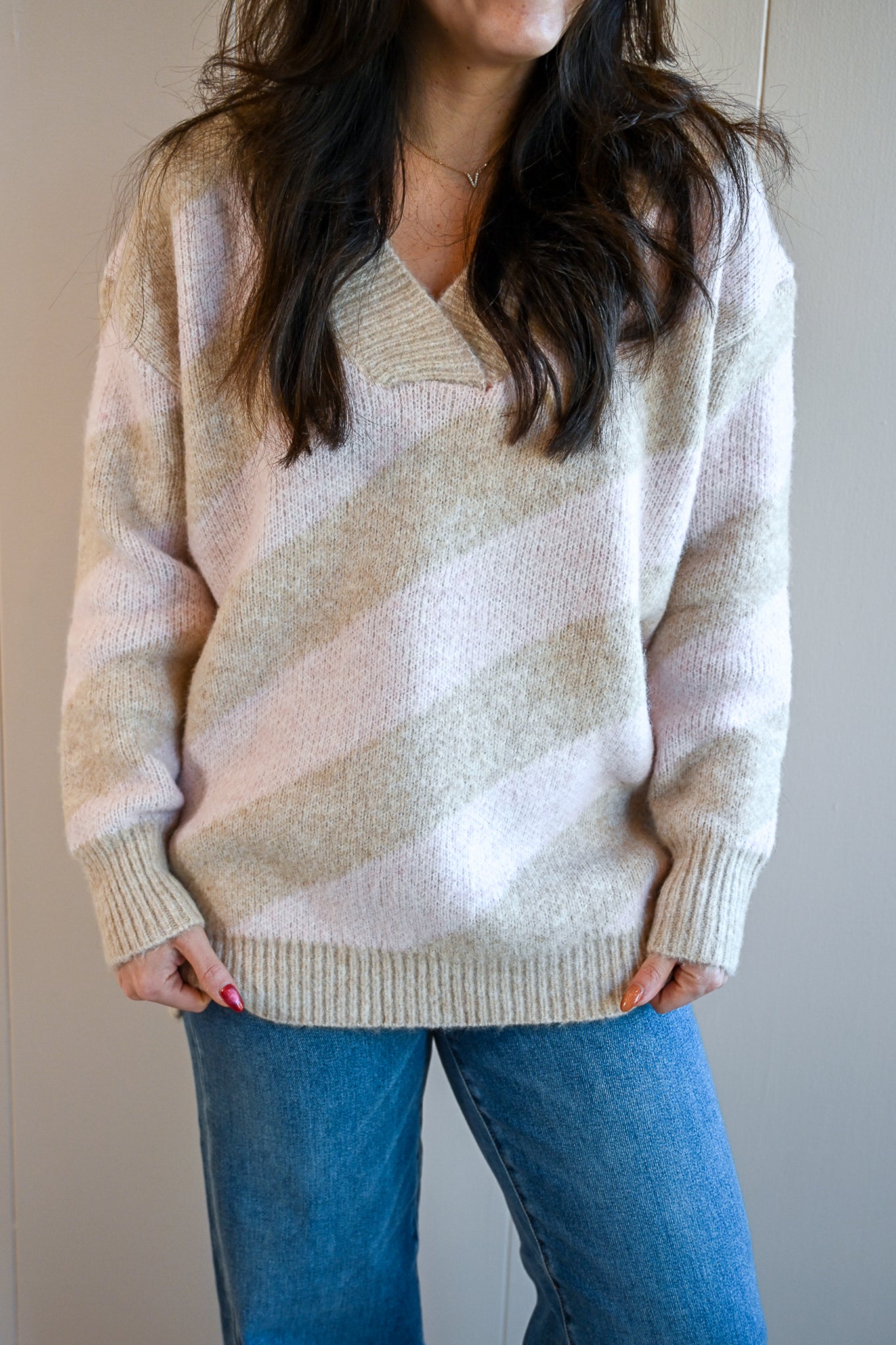 Glen Lake Striped V Neck Sweater