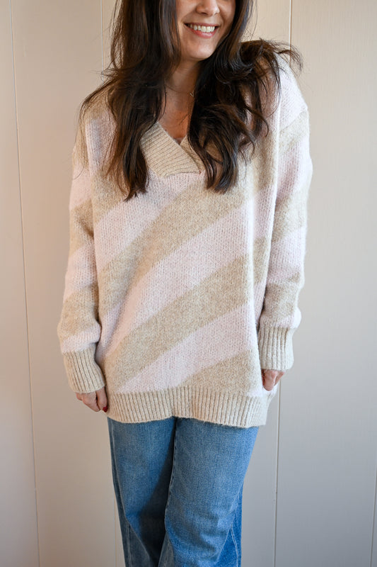 Glen Lake Striped V Neck Sweater