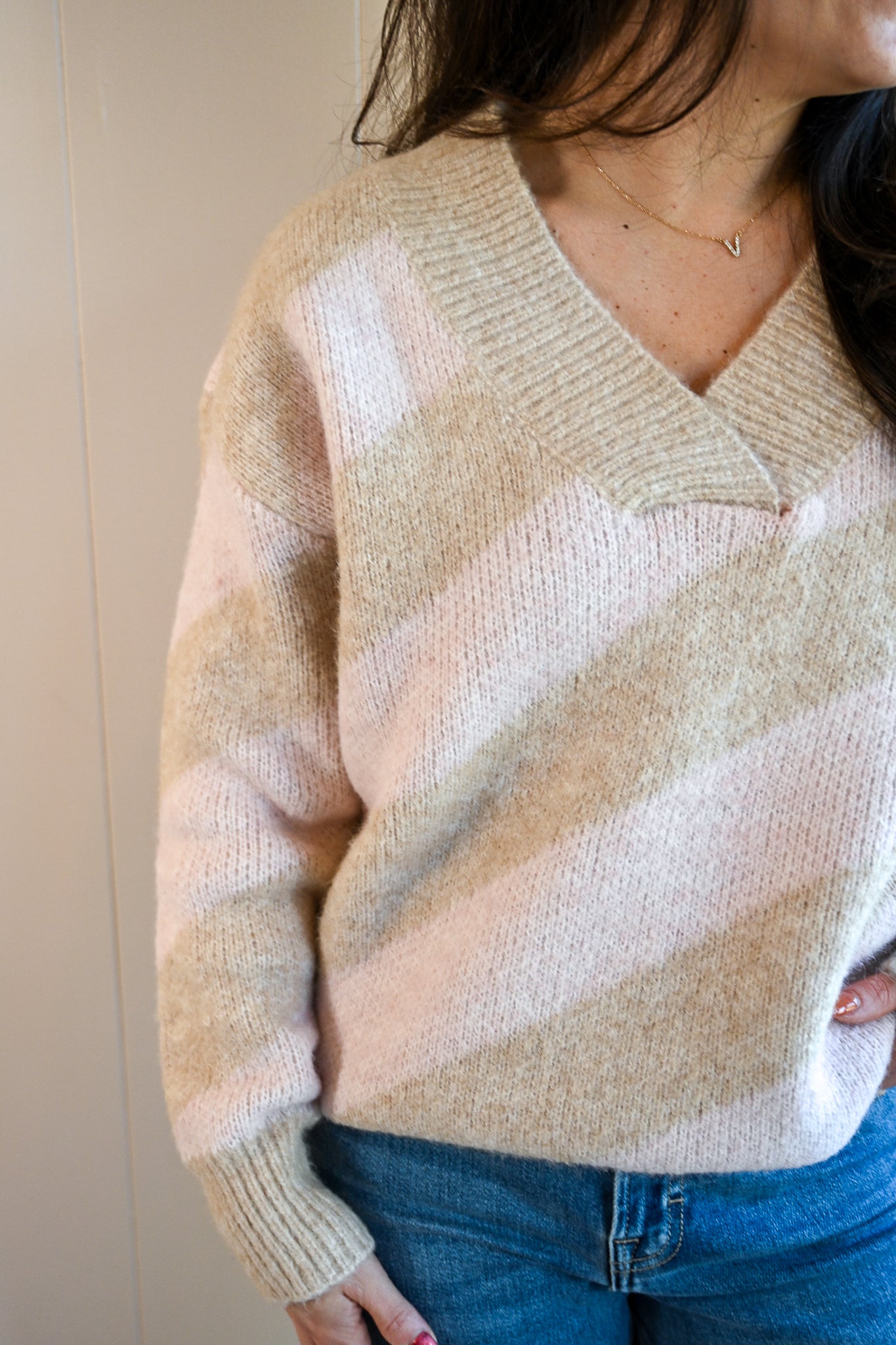Glen Lake Striped V Neck Sweater